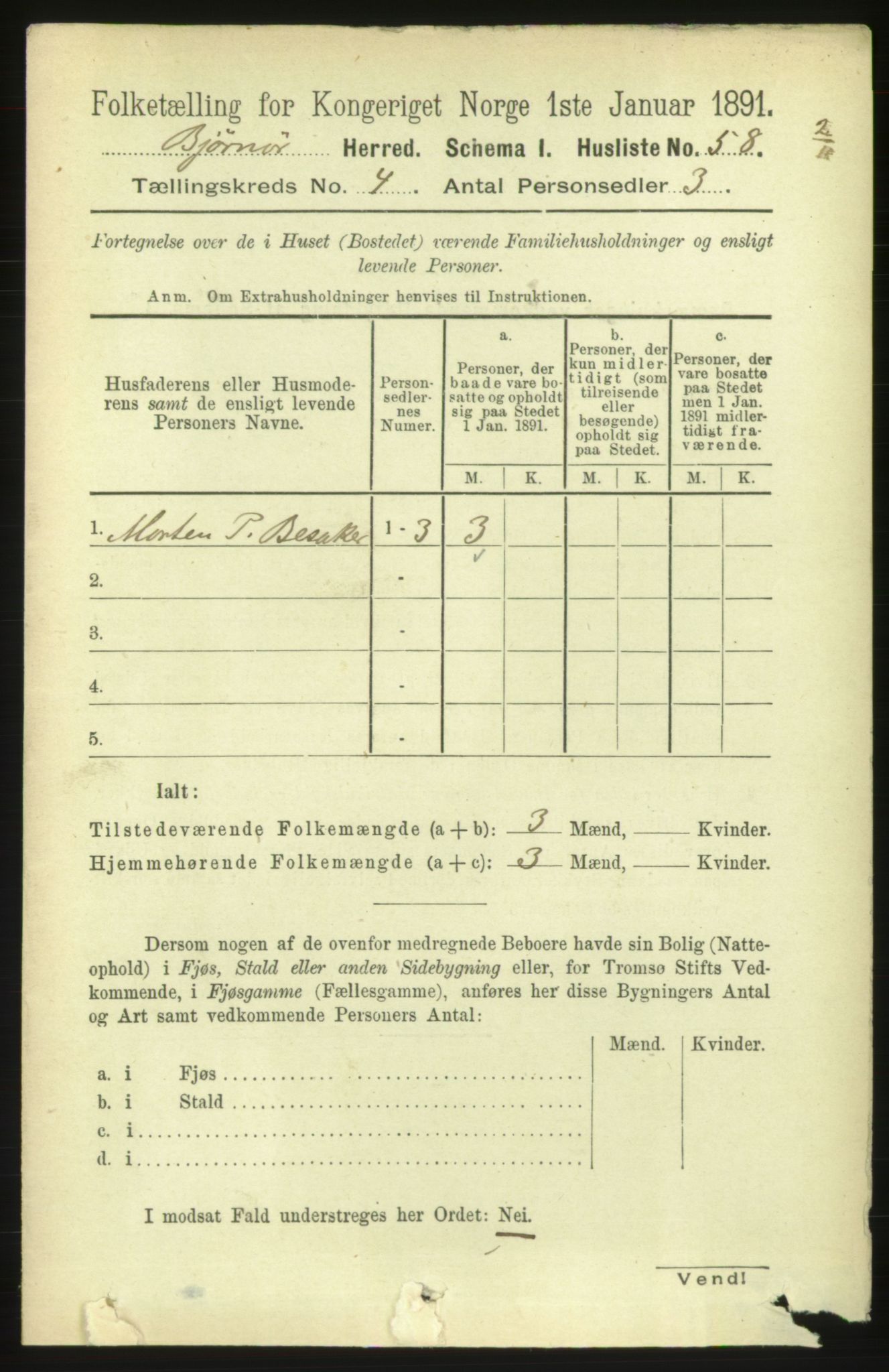 RA, 1891 census for 1632 Bjørnør, 1891, p. 1847