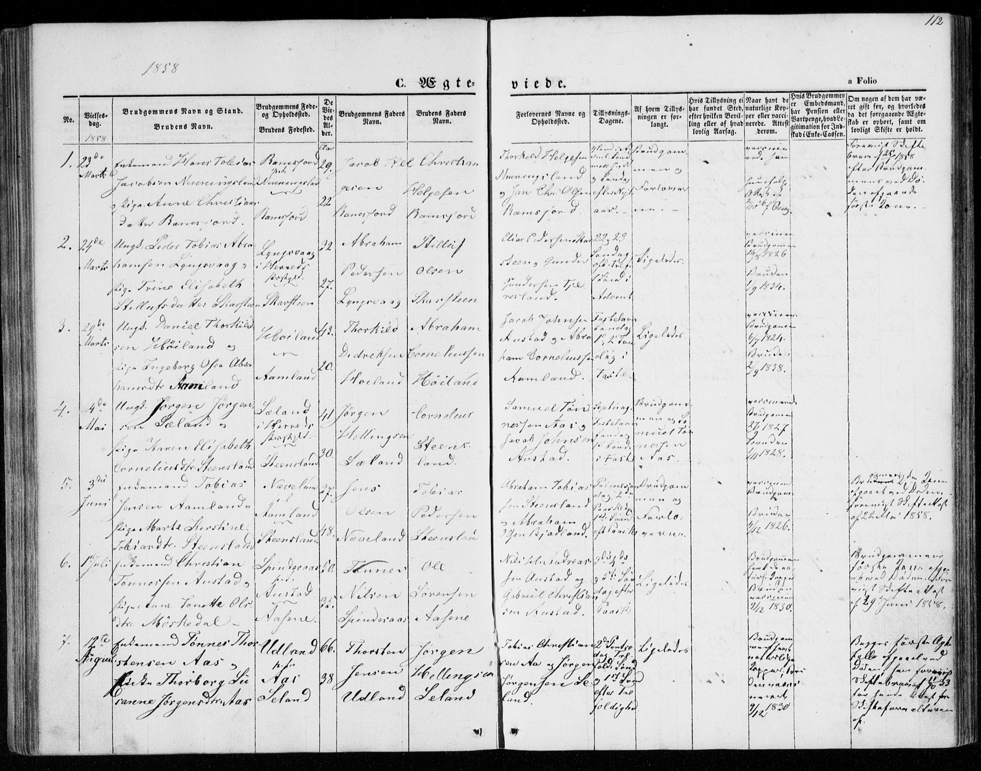 Lyngdal sokneprestkontor, SAK/1111-0029/F/Fa/Faa/L0002: Parish register (official) no. A 2, 1858-1870, p. 112