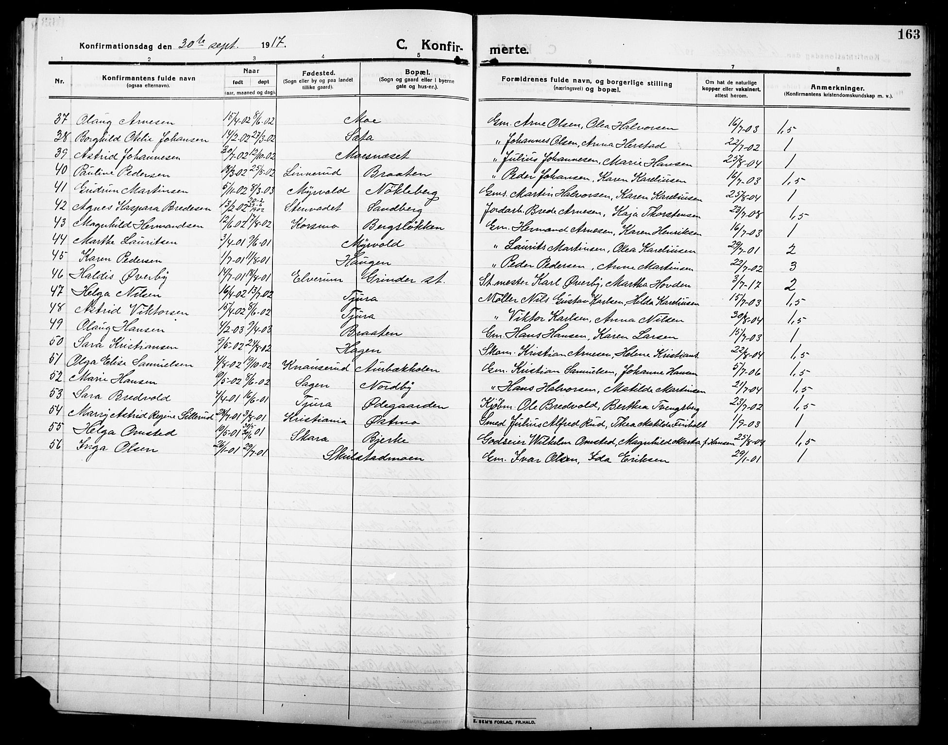 Grue prestekontor, AV/SAH-PREST-036/H/Ha/Hab/L0007: Parish register (copy) no. 7, 1910-1920, p. 163