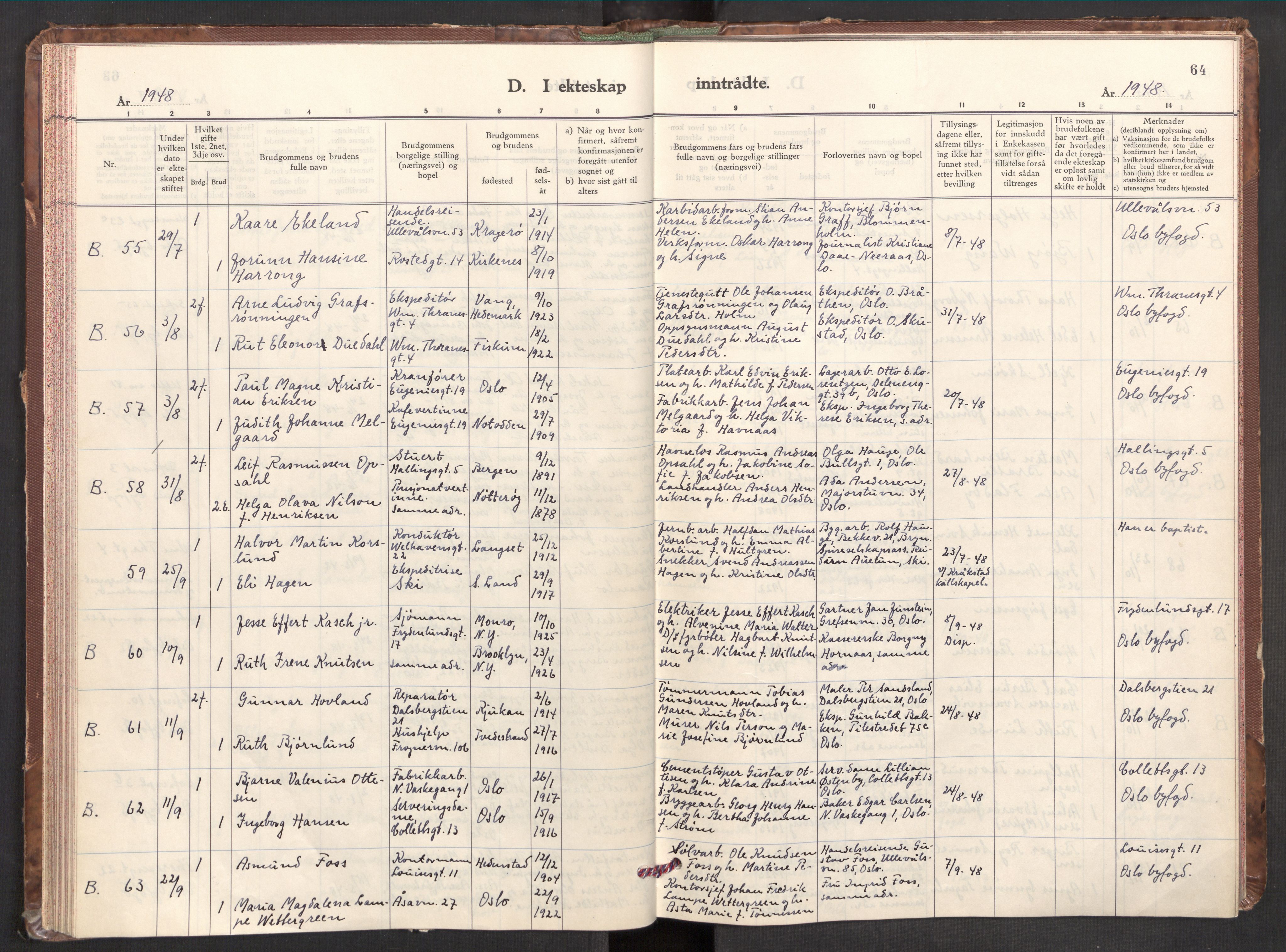 Markus prestekontor Kirkebøker, AV/SAO-A-10830/F/L0005: Parish register (official) no. 5, 1942-1960, p. 64