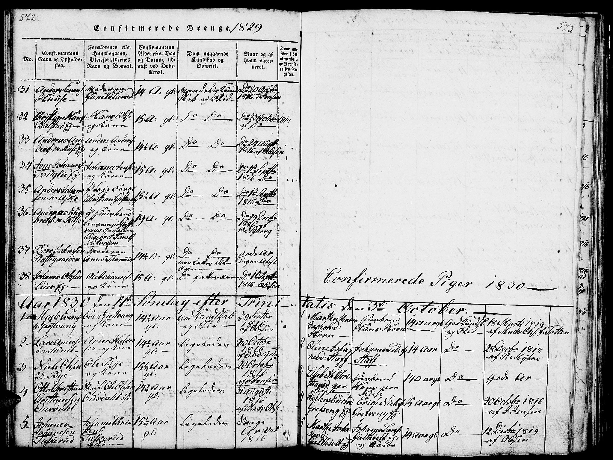 Nes prestekontor, Hedmark, SAH/PREST-020/L/La/L0003: Parish register (copy) no. 3, 1814-1831, p. 572-573