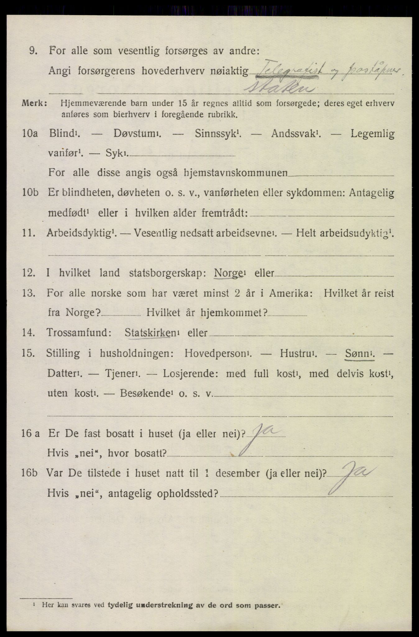 SAK, 1920 census for Øyestad, 1920, p. 3609