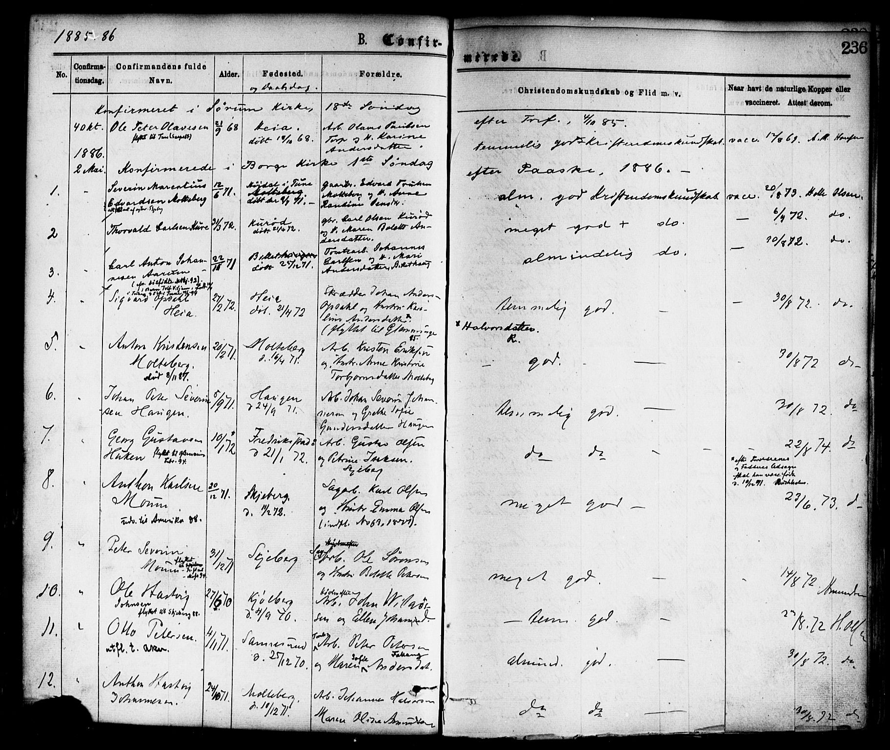 Borge prestekontor Kirkebøker, SAO/A-10903/F/Fa/L0007: Parish register (official) no. I 7, 1875-1886, p. 236