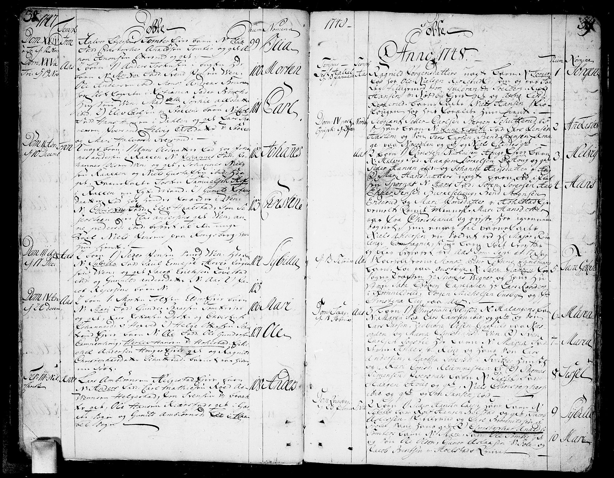 Ås prestekontor Kirkebøker, AV/SAO-A-10894/F/Fa/L0001: Parish register (official) no. I 1, 1742-1778, p. 38-39