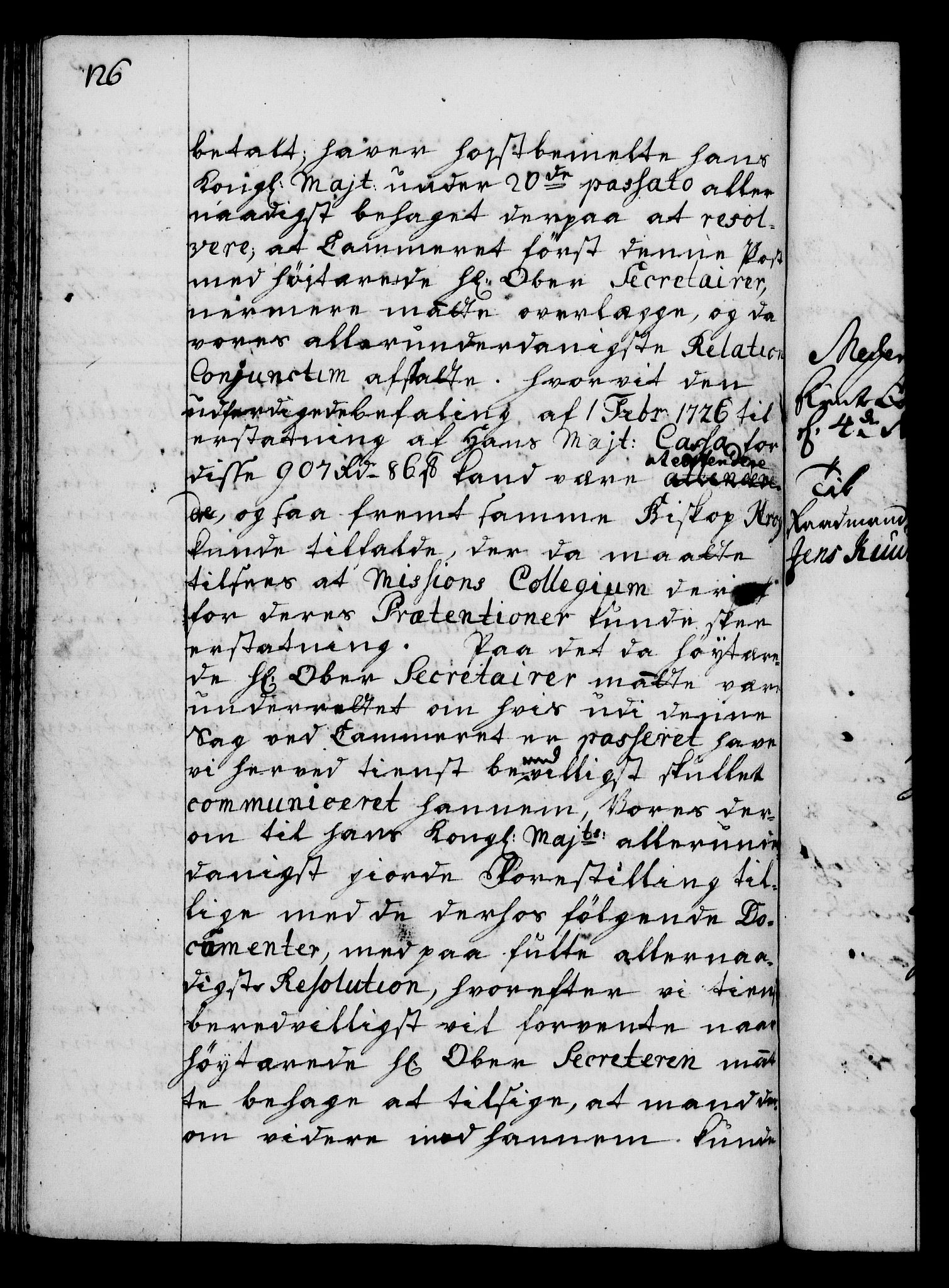 Rentekammeret, Kammerkanselliet, AV/RA-EA-3111/G/Gg/Gga/L0003: Norsk ekspedisjonsprotokoll med register (merket RK 53.3), 1727-1734, p. 126