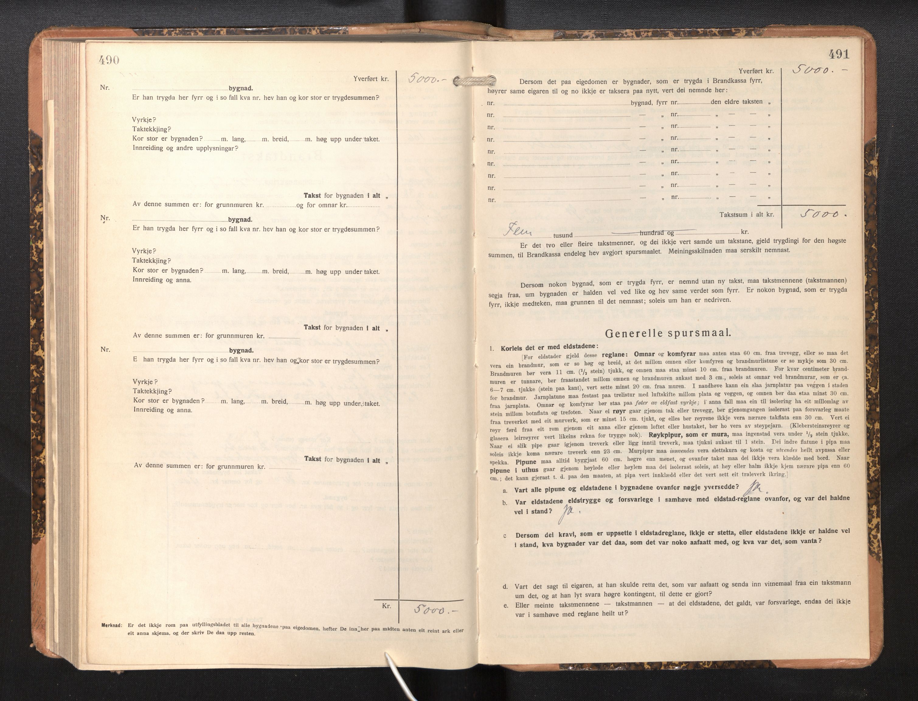 Lensmannen i Sogndal, AV/SAB-A-29901/0012/L0013: Branntakstprotokoll, skjematakst, 1931-1938, p. 490-491