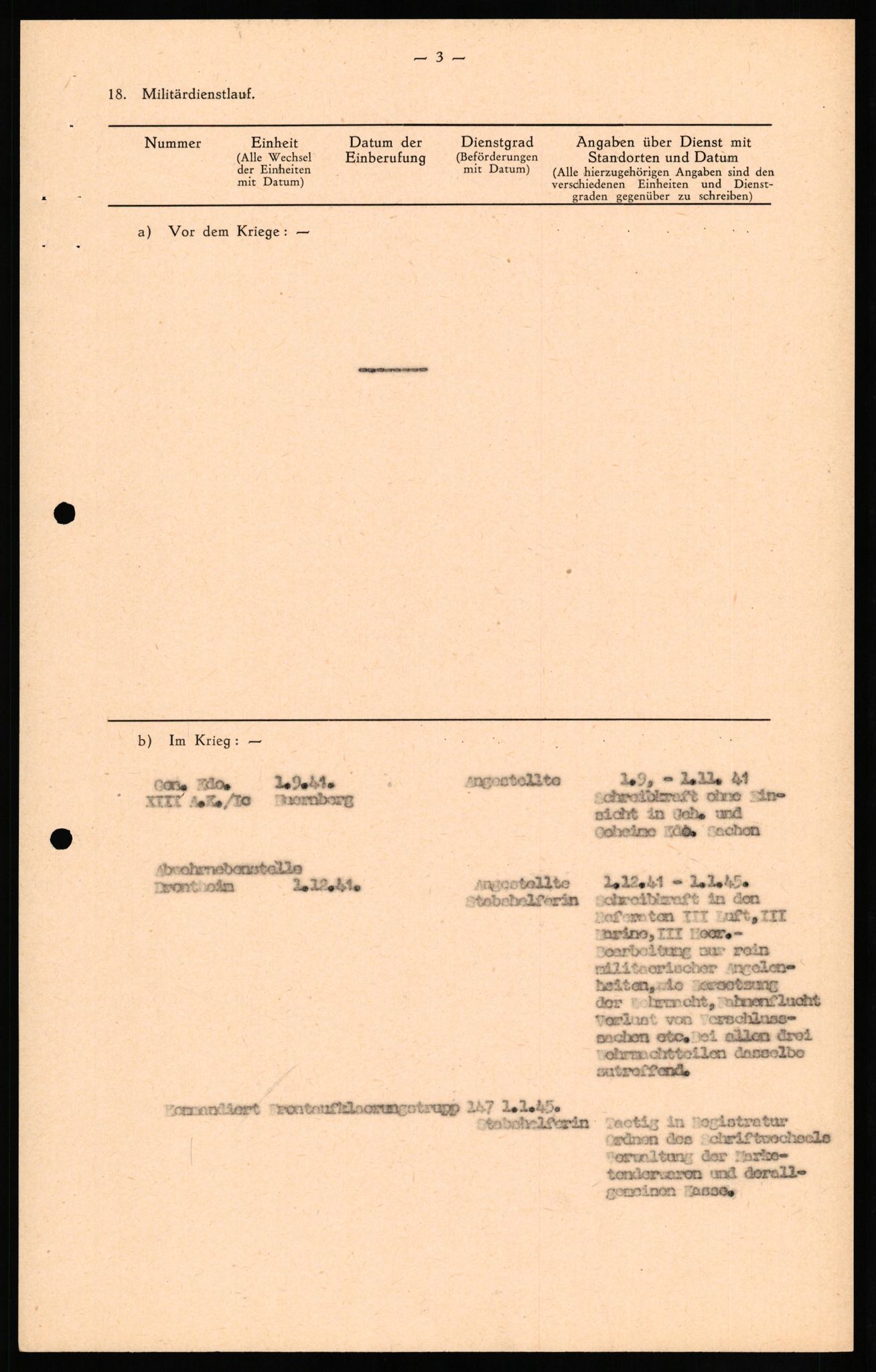 Forsvaret, Forsvarets overkommando II, RA/RAFA-3915/D/Db/L0020: CI Questionaires. Tyske okkupasjonsstyrker i Norge. Tyskere., 1945-1946, p. 126