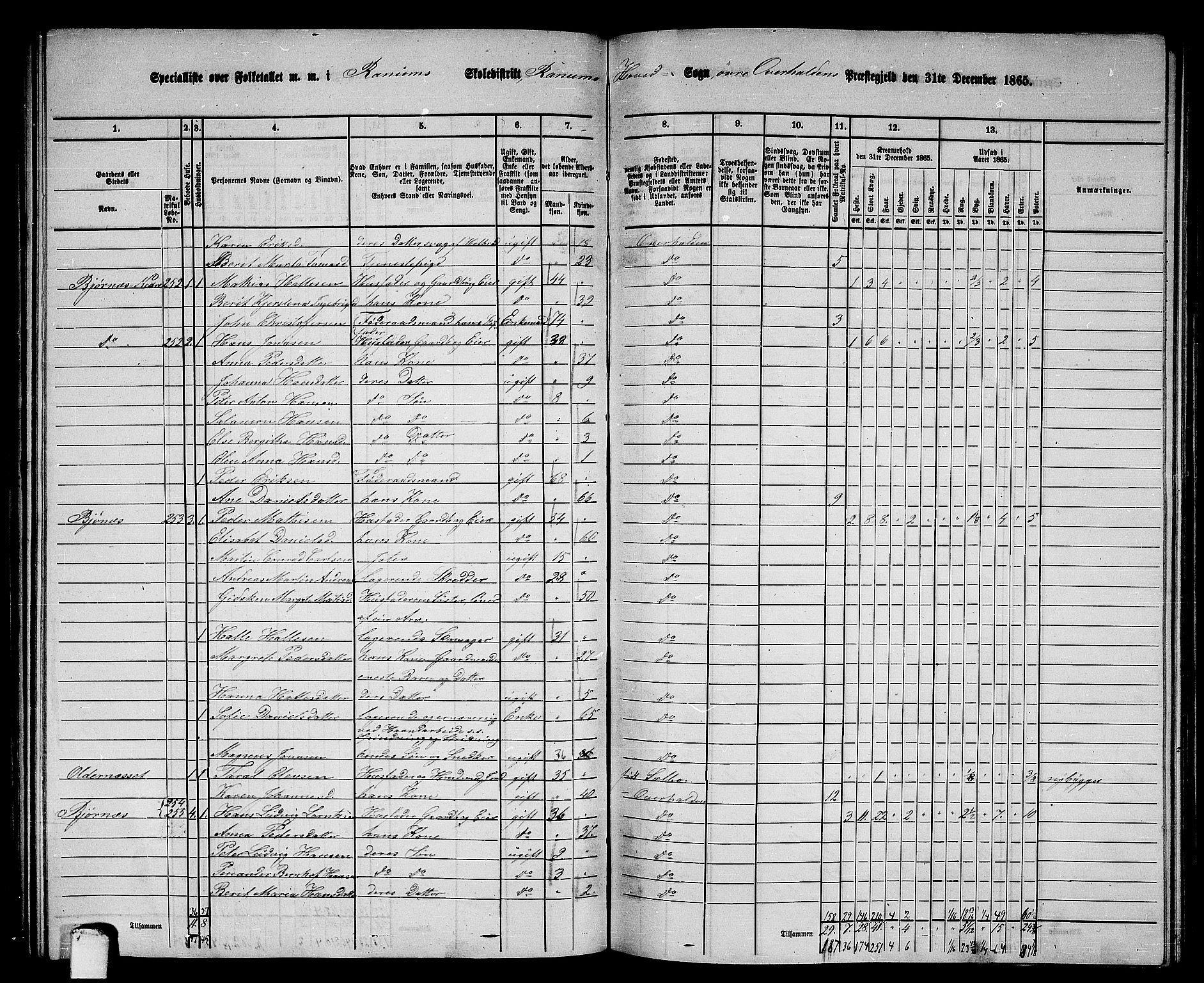 RA, 1865 census for Overhalla, 1865, p. 26