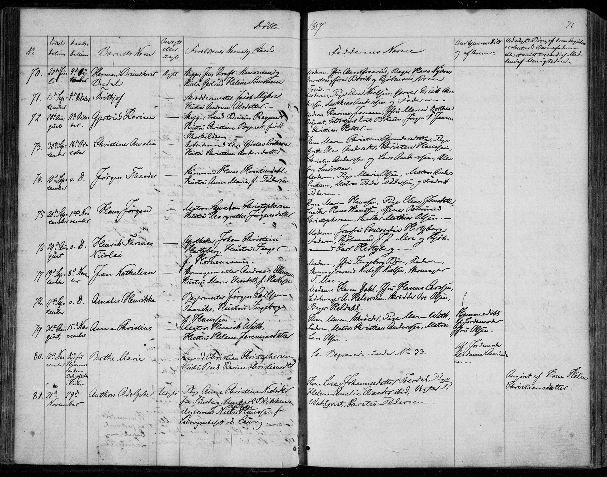 Holmestrand kirkebøker, AV/SAKO-A-346/F/Fa/L0002: Parish register (official) no. 2, 1840-1866, p. 71