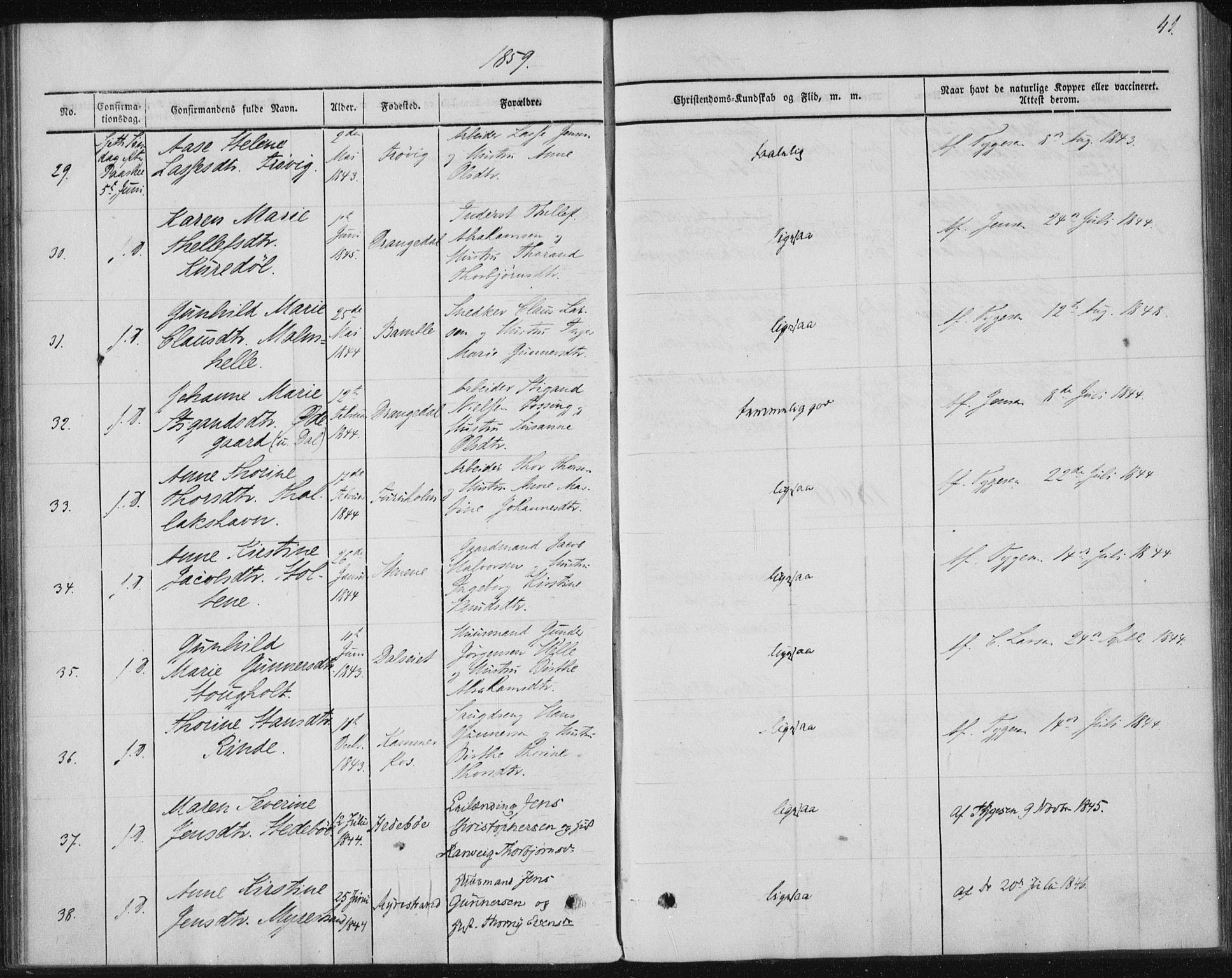 Sannidal kirkebøker, AV/SAKO-A-296/F/Fa/L0009: Parish register (official) no. 9, 1855-1873, p. 41