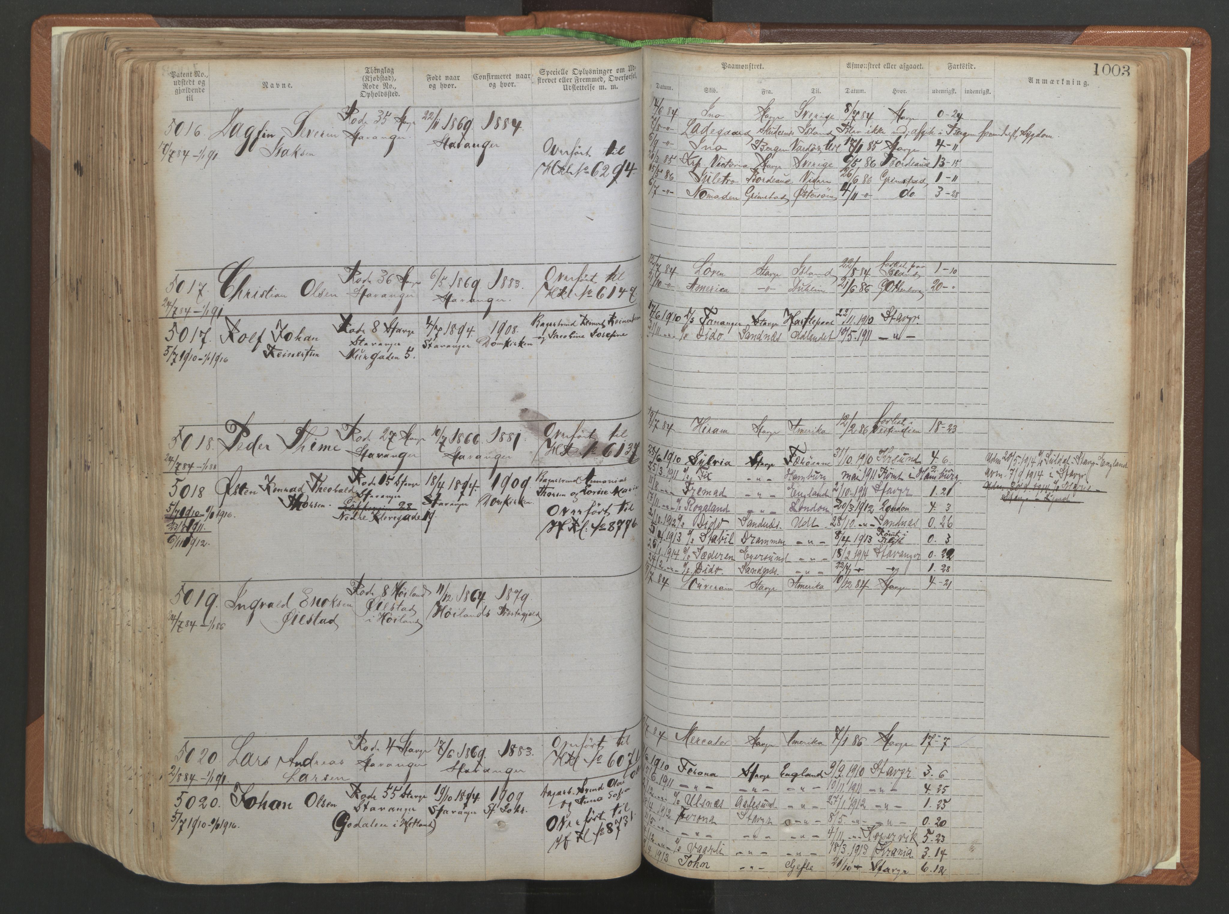 Stavanger sjømannskontor, AV/SAST-A-102006/F/Ff/L0006: Annotasjonsrulle No 2, patentnr. 3586-5505, 1878-1900, p. 290
