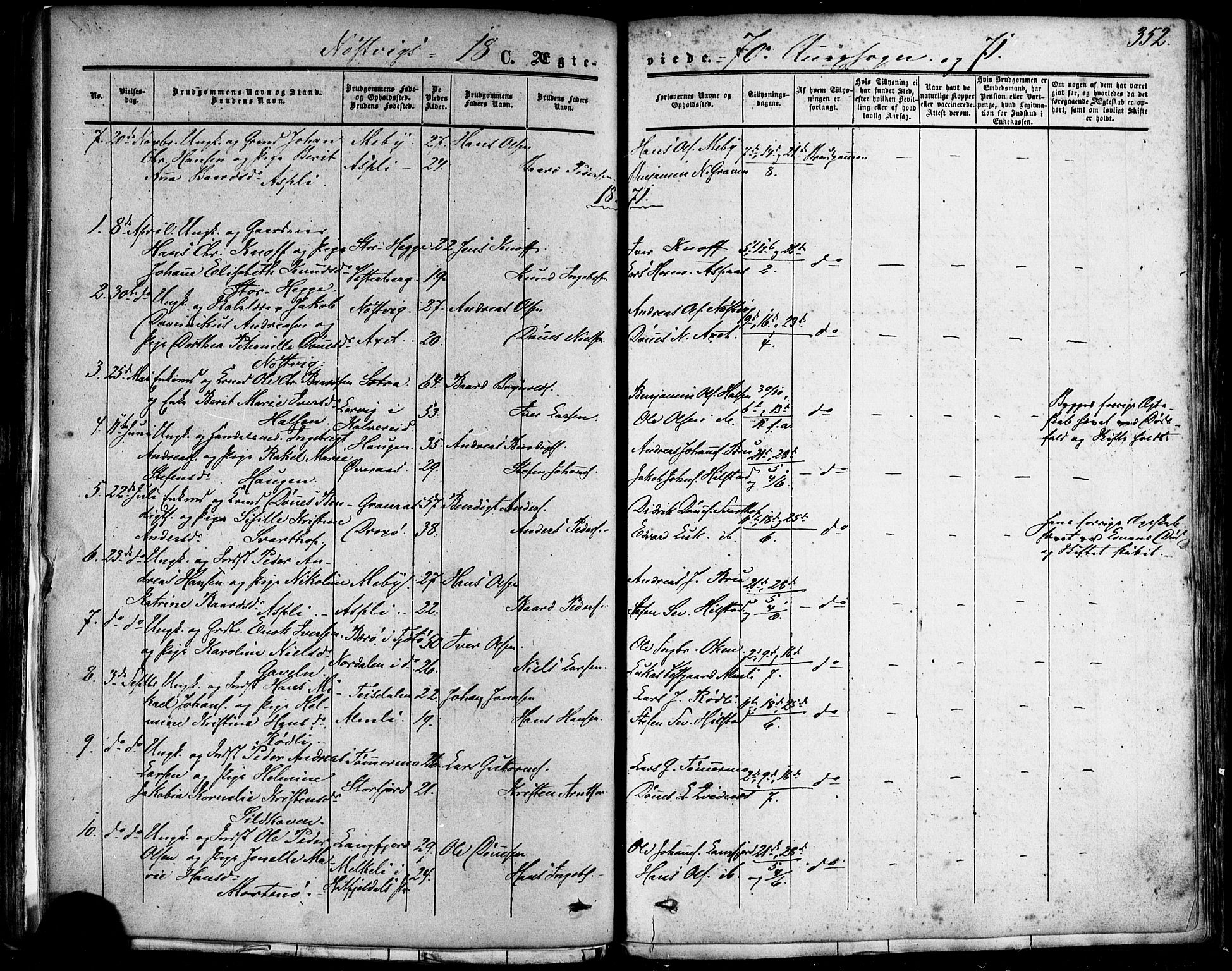 Ministerialprotokoller, klokkerbøker og fødselsregistre - Nordland, AV/SAT-A-1459/814/L0224: Parish register (official) no. 814A05, 1834-1874, p. 352