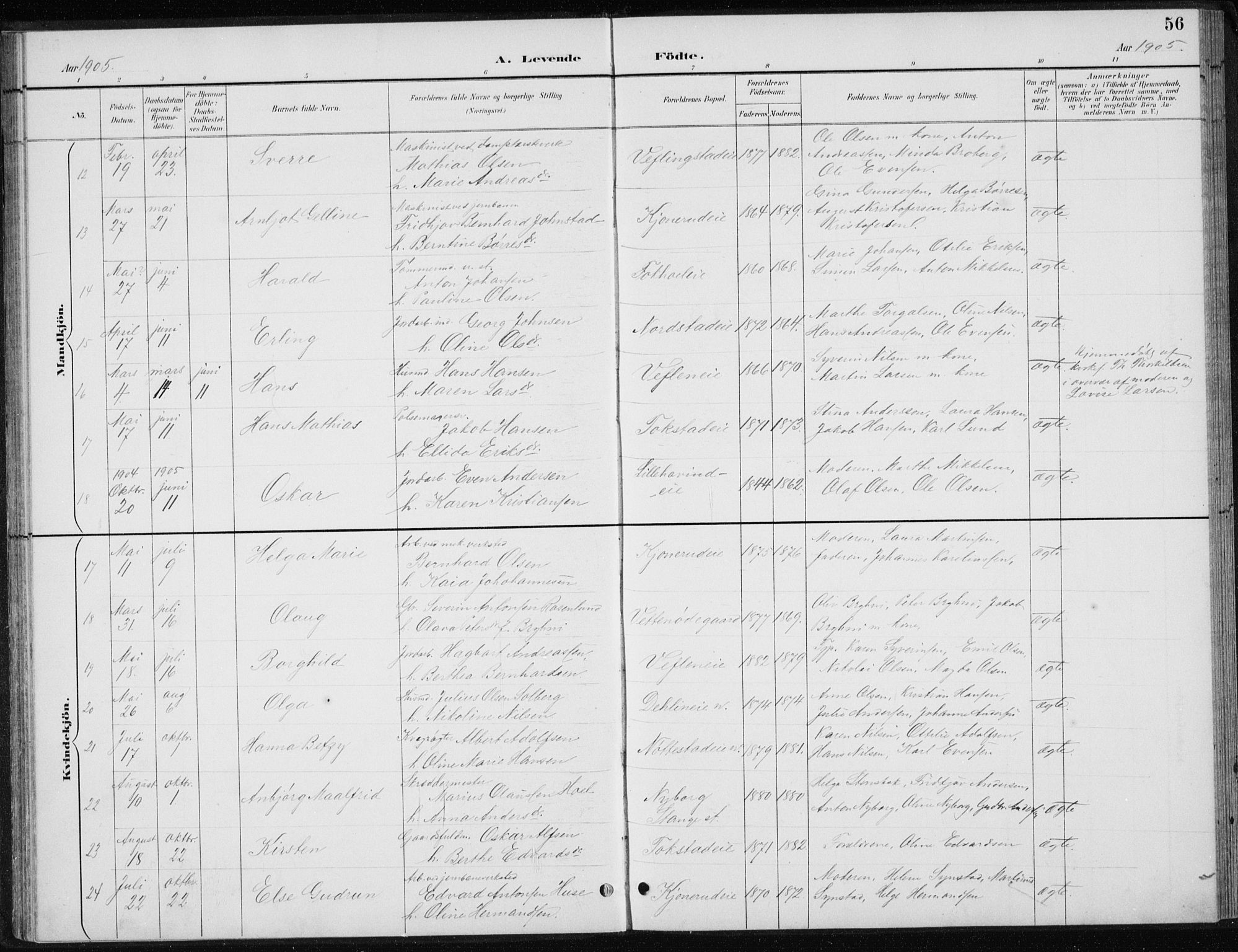 Stange prestekontor, AV/SAH-PREST-002/L/L0010: Parish register (copy) no. 10, 1894-1905, p. 56