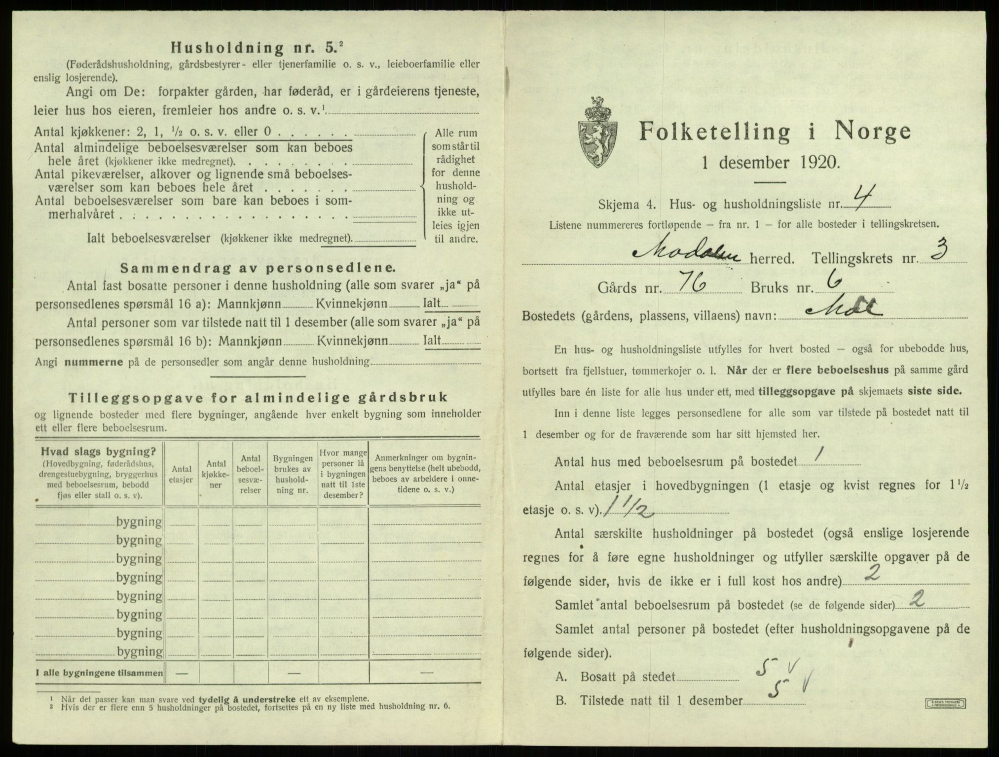 SAB, 1920 census for Modalen, 1920, p. 83