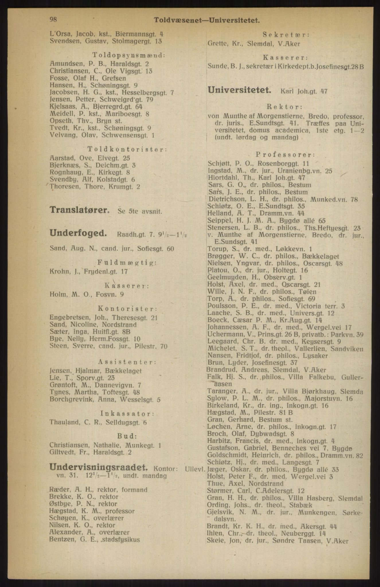 Kristiania/Oslo adressebok, PUBL/-, 1914, p. 98