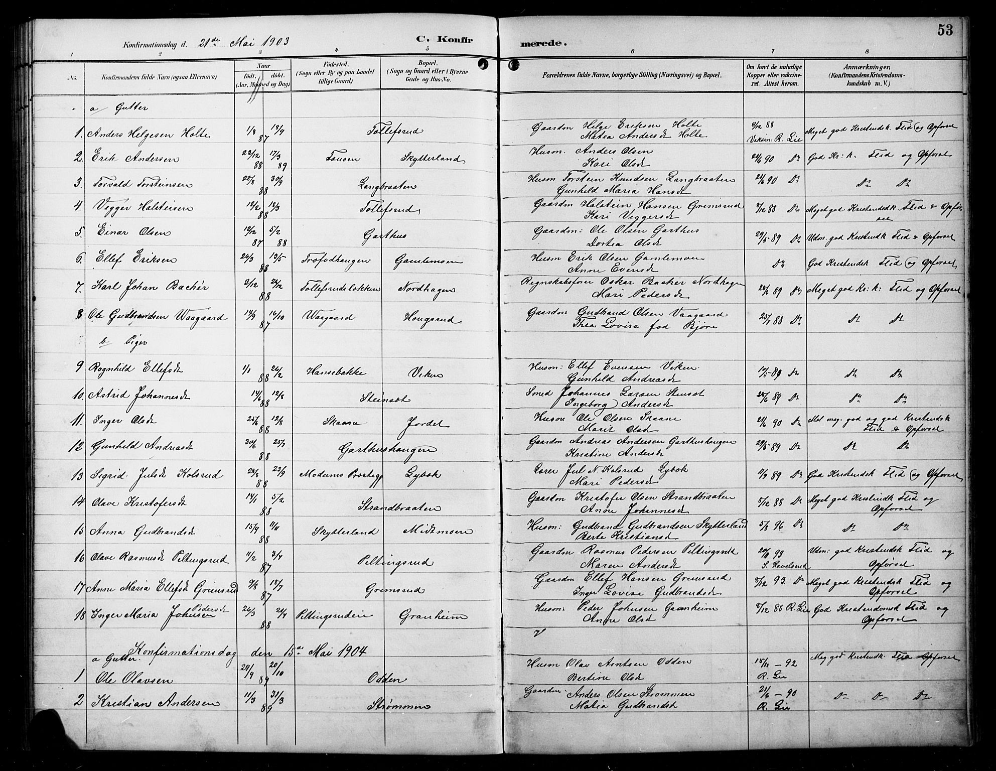 Sør-Aurdal prestekontor, AV/SAH-PREST-128/H/Ha/Hab/L0008: Parish register (copy) no. 8, 1894-1921, p. 53