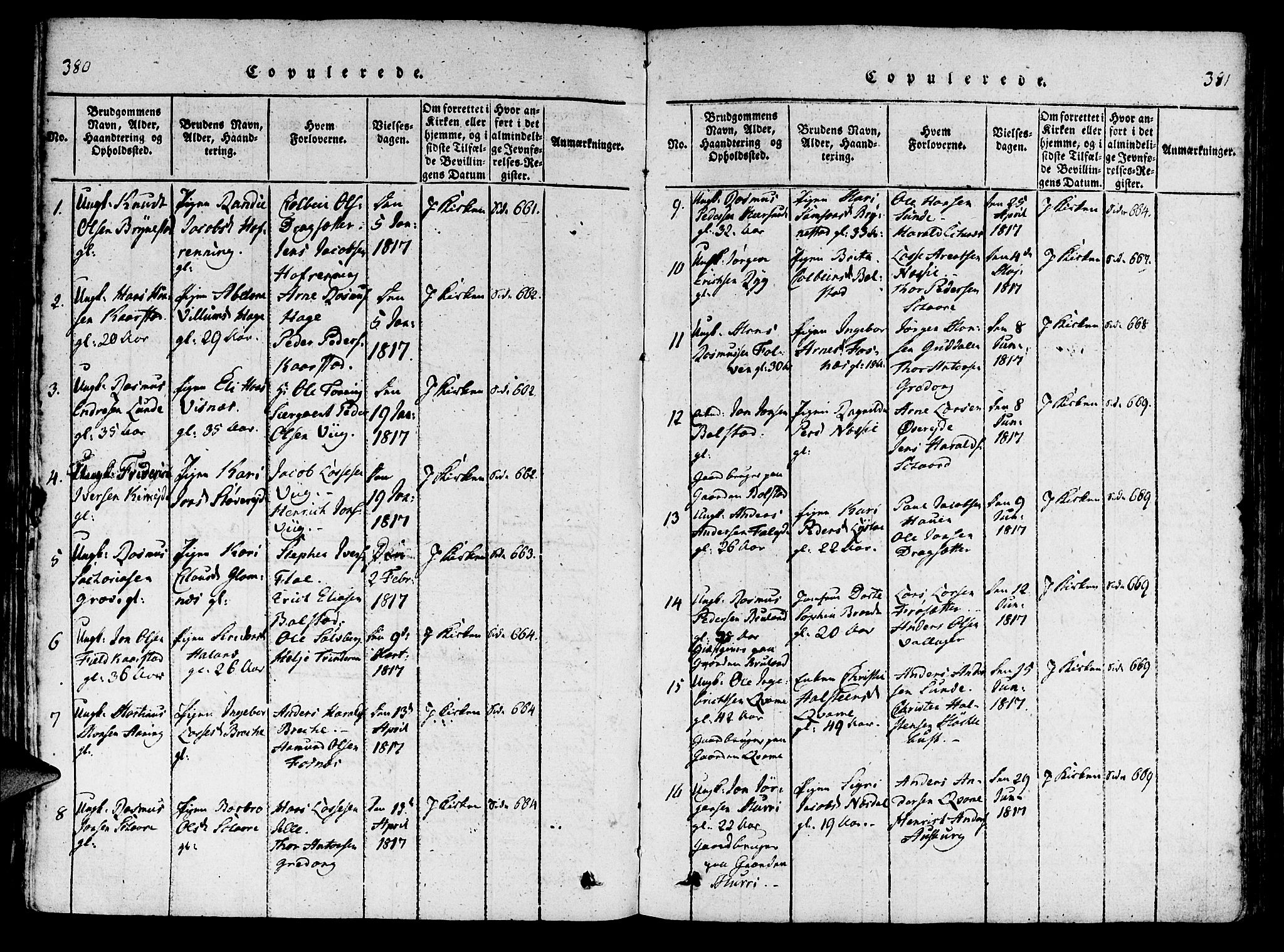 Innvik sokneprestembete, AV/SAB-A-80501: Parish register (official) no. A 2, 1816-1821, p. 380-381