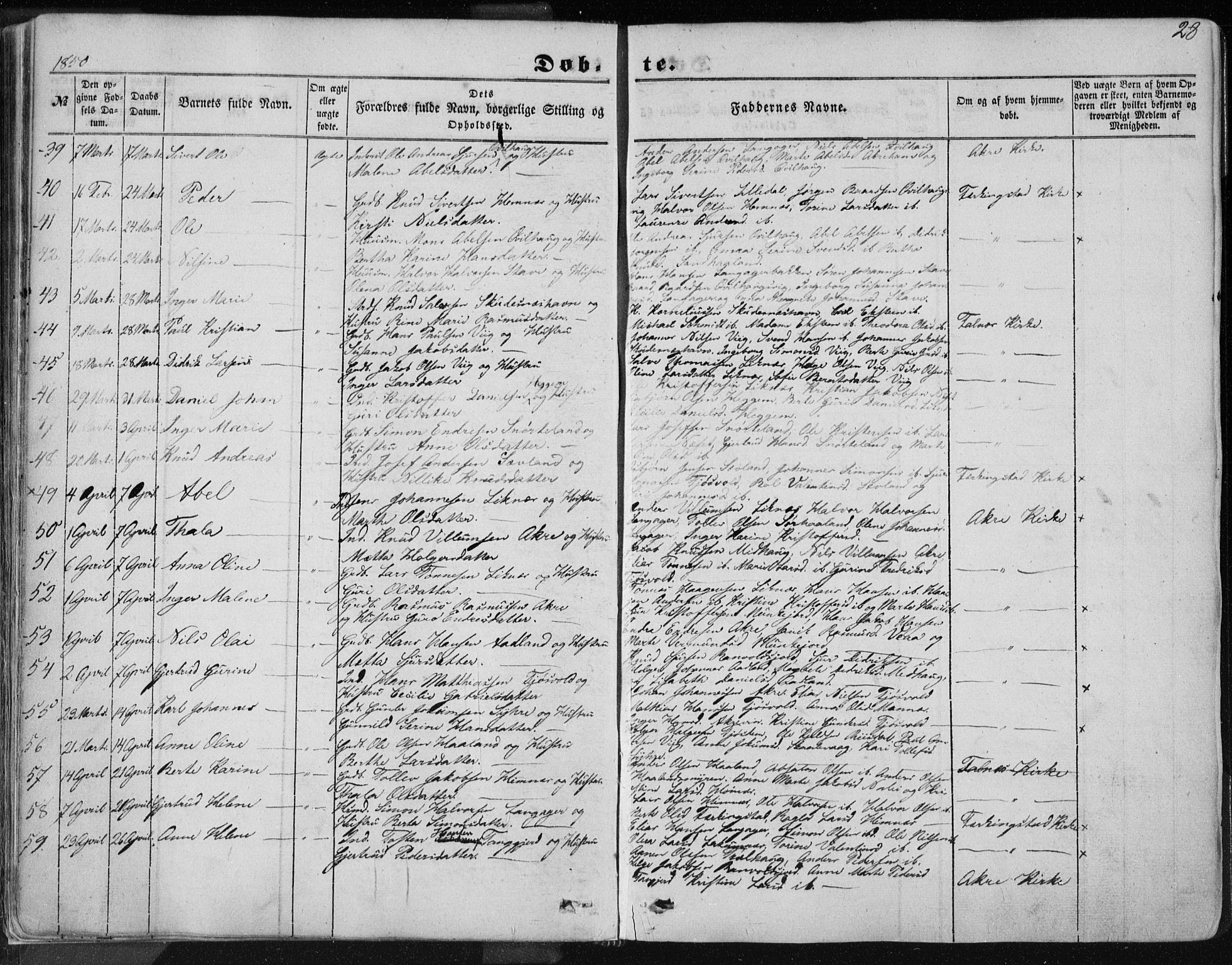 Skudenes sokneprestkontor, SAST/A -101849/H/Ha/Haa/L0004: Parish register (official) no. A 3.1, 1847-1863, p. 28