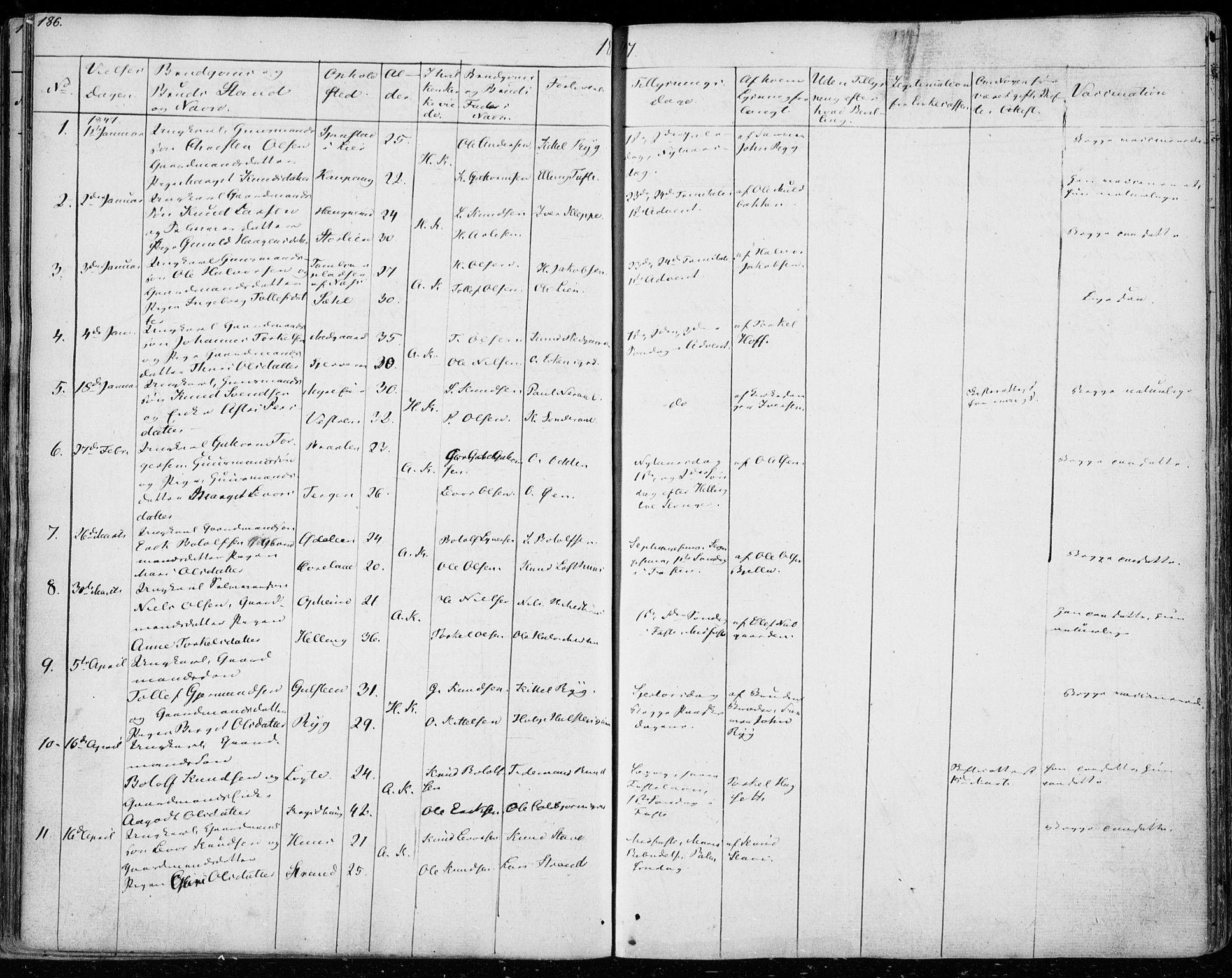 Ål kirkebøker, SAKO/A-249/F/Fa/L0005: Parish register (official) no. I 5, 1825-1848, p. 186