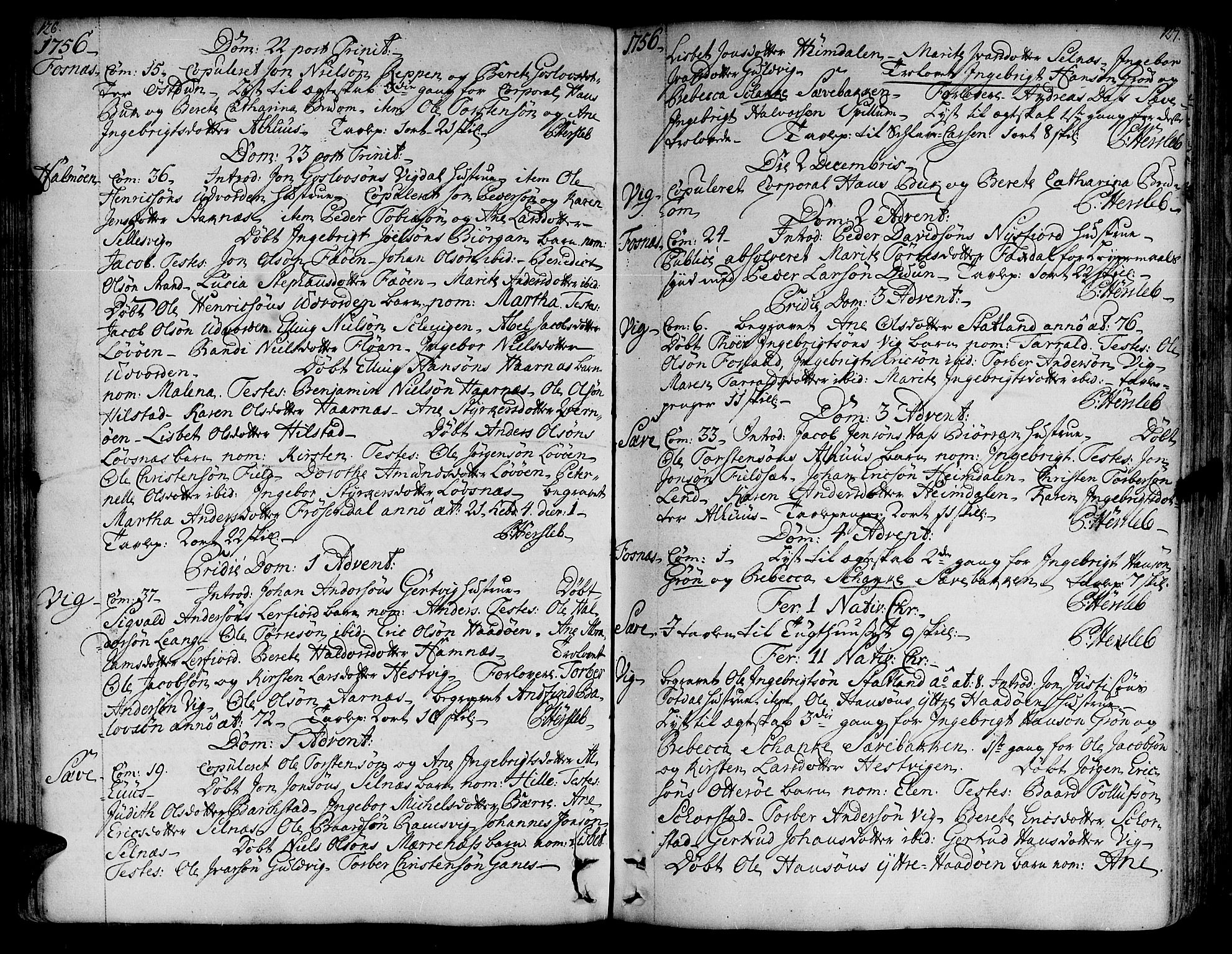 Ministerialprotokoller, klokkerbøker og fødselsregistre - Nord-Trøndelag, SAT/A-1458/773/L0607: Parish register (official) no. 773A01, 1751-1783, p. 126-127