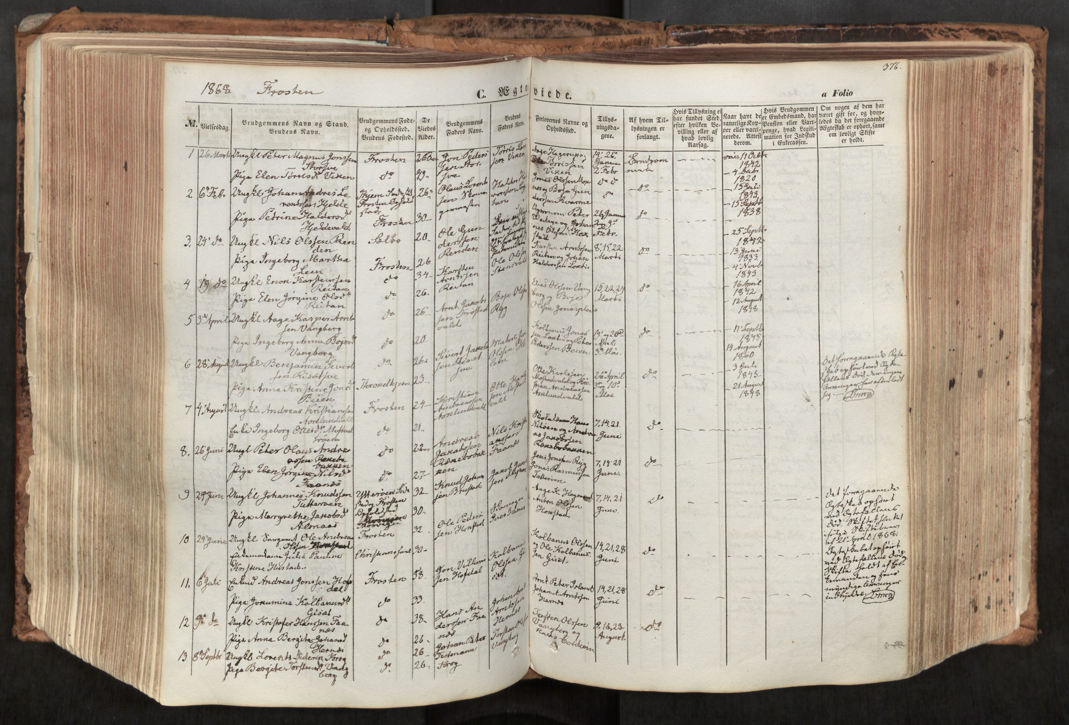 Ministerialprotokoller, klokkerbøker og fødselsregistre - Nord-Trøndelag, SAT/A-1458/713/L0116: Parish register (official) no. 713A07, 1850-1877, p. 376