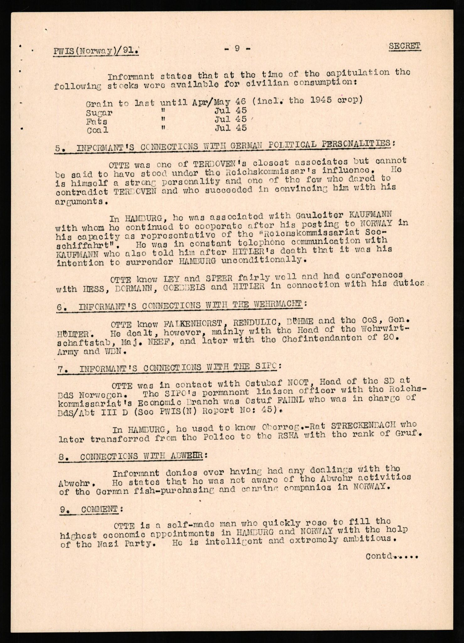 Forsvaret, Forsvarets overkommando II, AV/RA-RAFA-3915/D/Db/L0025: CI Questionaires. Tyske okkupasjonsstyrker i Norge. Tyskere., 1945-1946, p. 89