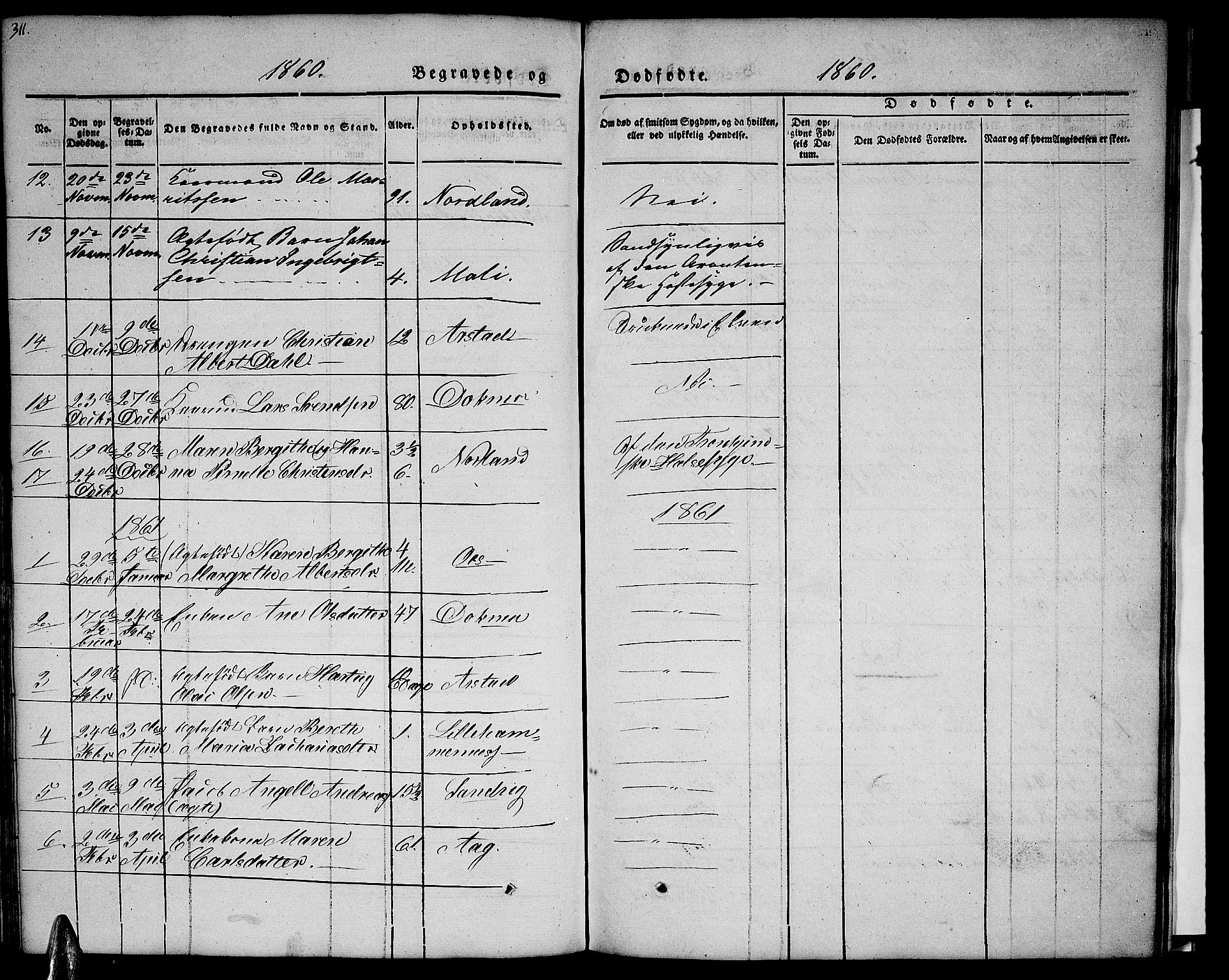 Ministerialprotokoller, klokkerbøker og fødselsregistre - Nordland, AV/SAT-A-1459/846/L0652: Parish register (copy) no. 846C02, 1841-1871, p. 311