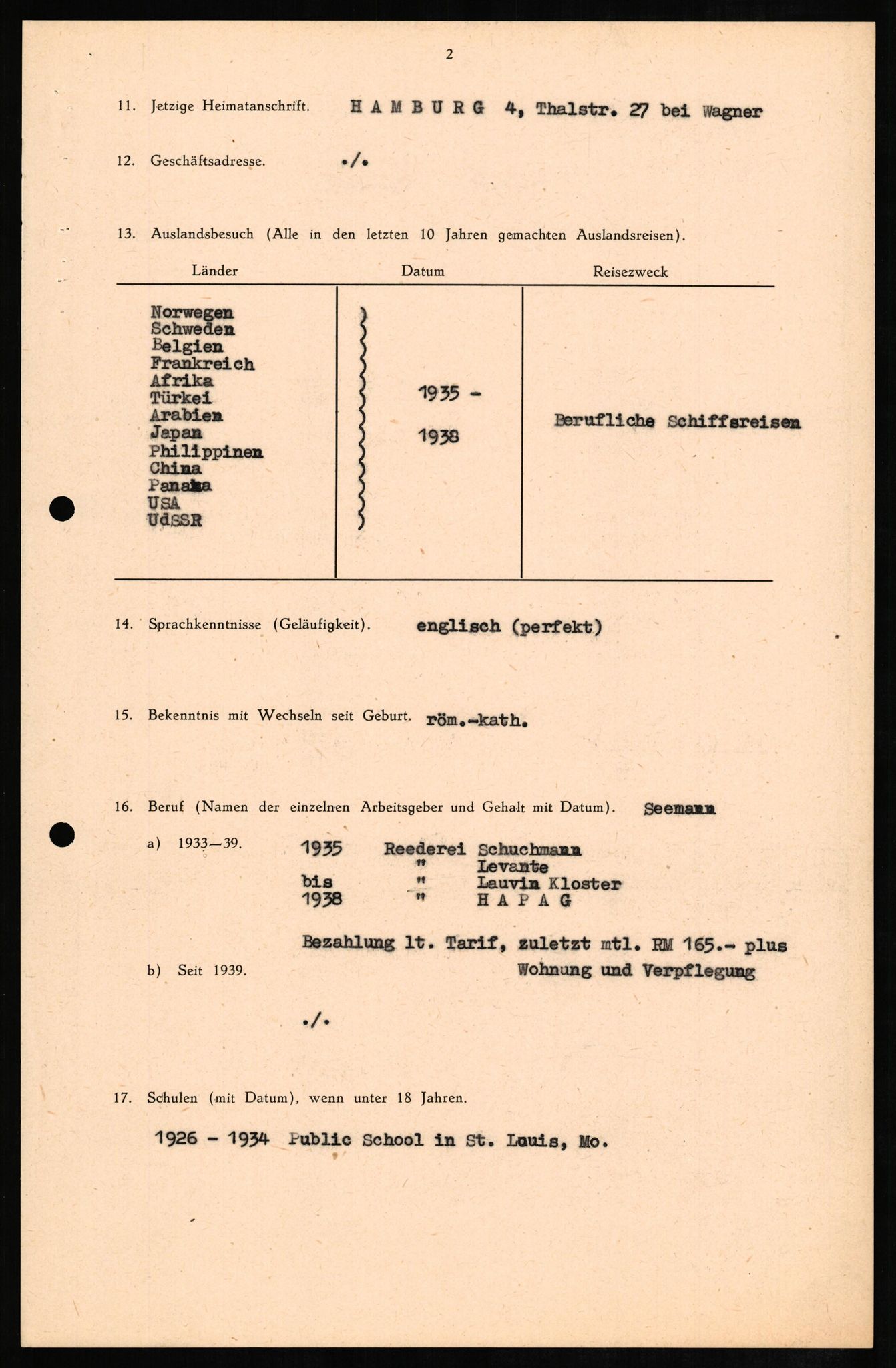 Forsvaret, Forsvarets overkommando II, AV/RA-RAFA-3915/D/Db/L0009: CI Questionaires. Tyske okkupasjonsstyrker i Norge. Tyskere., 1945-1946, p. 160