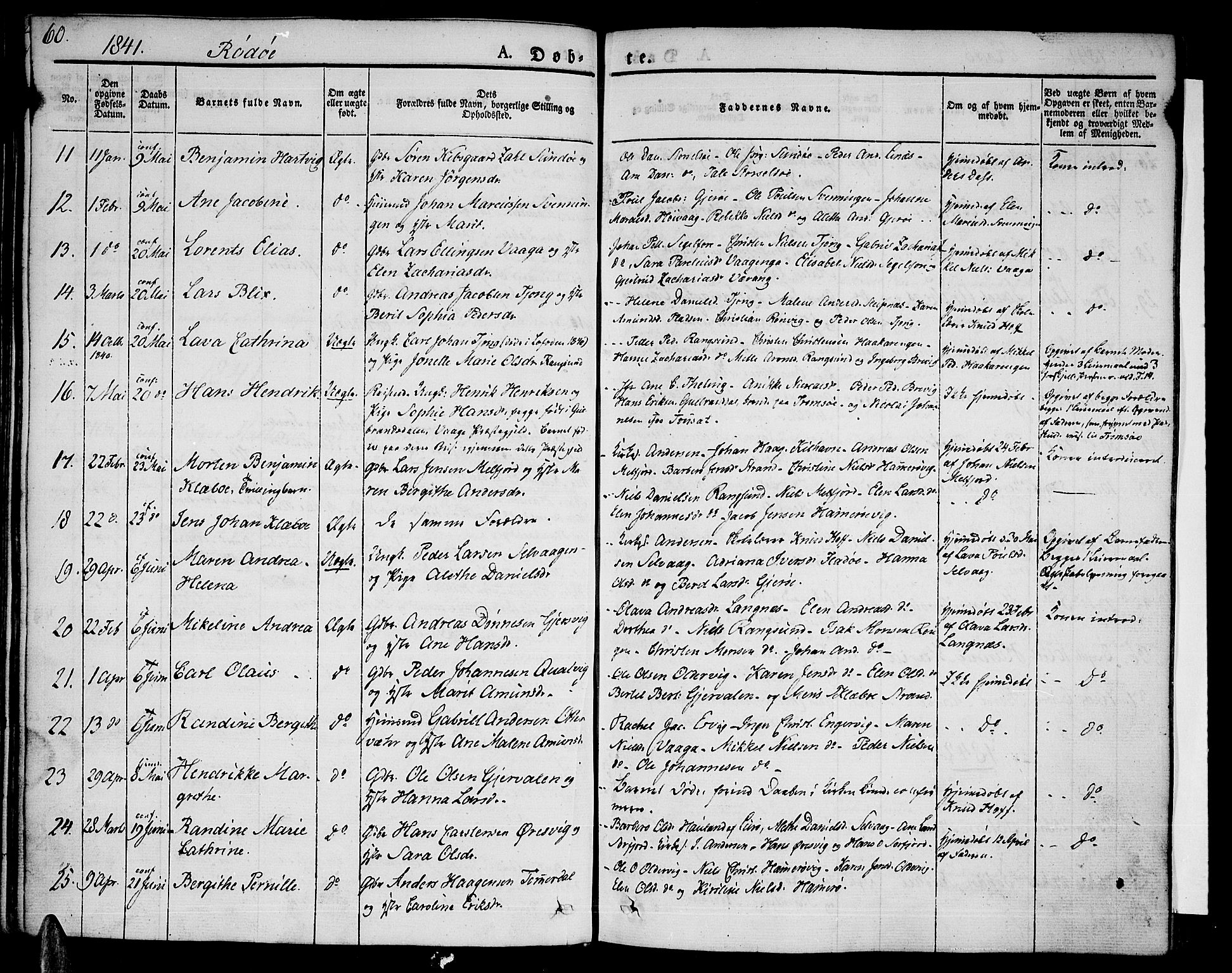 Ministerialprotokoller, klokkerbøker og fødselsregistre - Nordland, AV/SAT-A-1459/841/L0598: Parish register (official) no. 841A06 /1, 1825-1844, p. 60