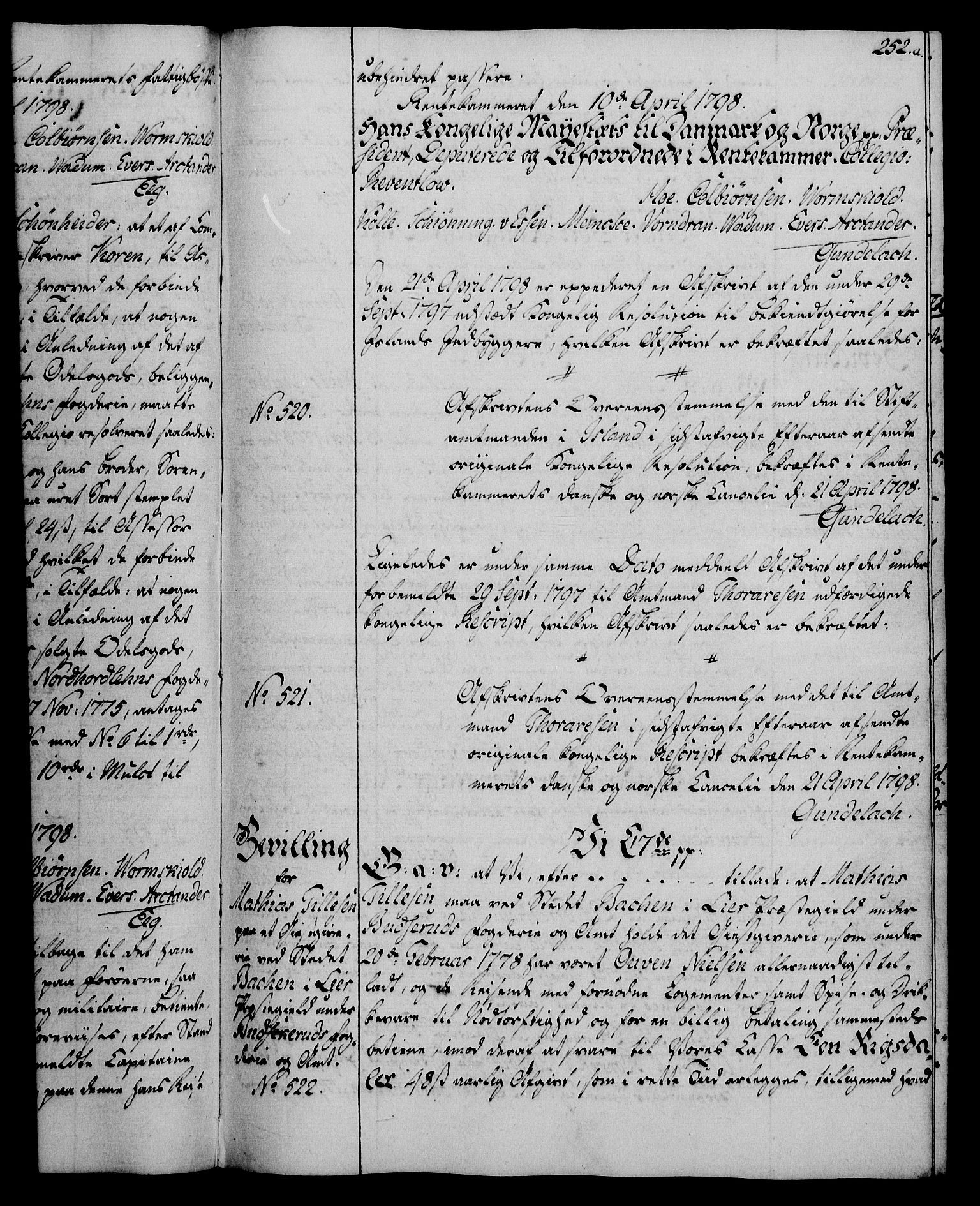 Rentekammeret, Kammerkanselliet, AV/RA-EA-3111/G/Gg/Gga/L0016: Norsk ekspedisjonsprotokoll med register (merket RK 53.16), 1794-1800, p. 252