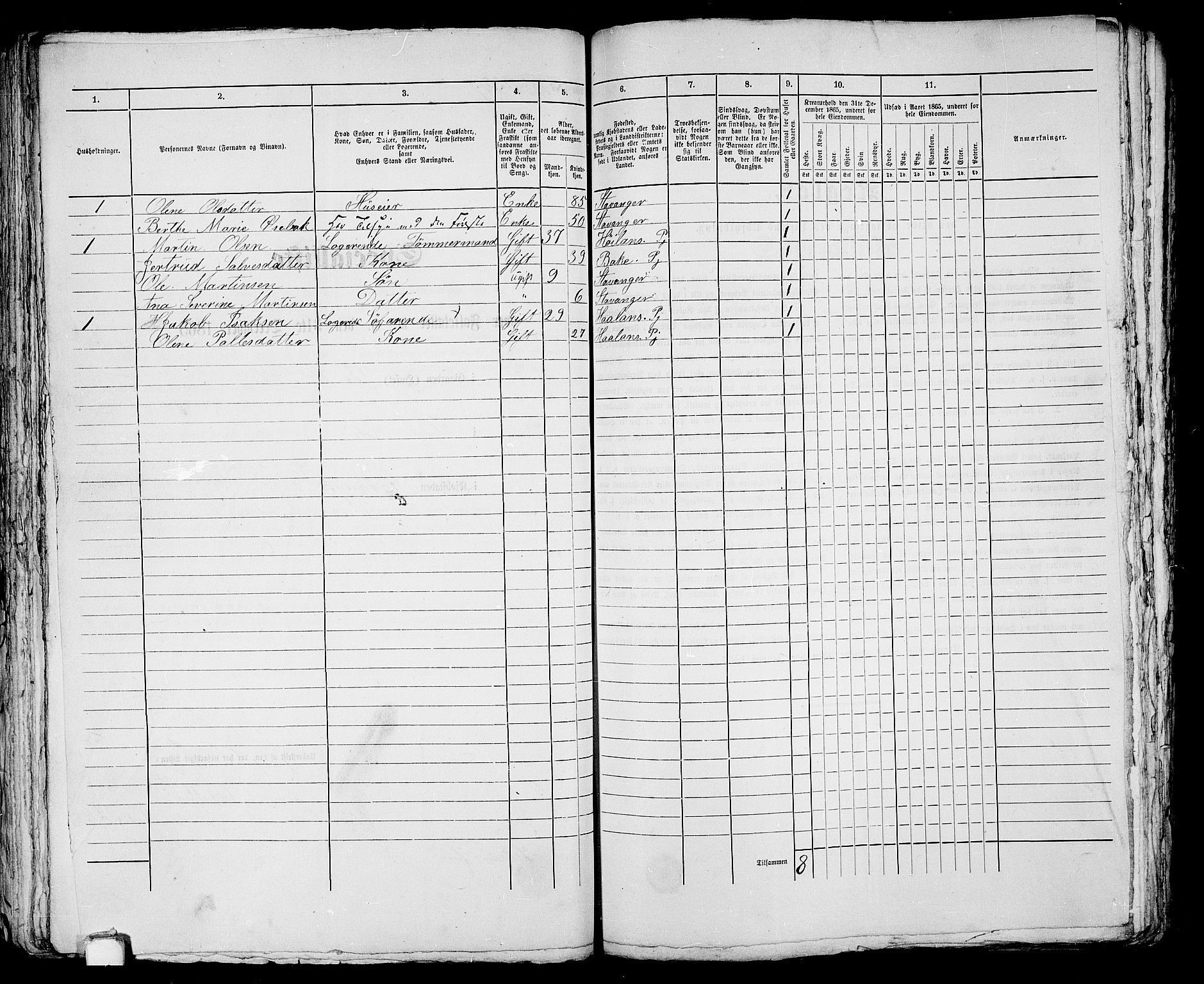 RA, 1865 census for Stavanger, 1865, p. 668