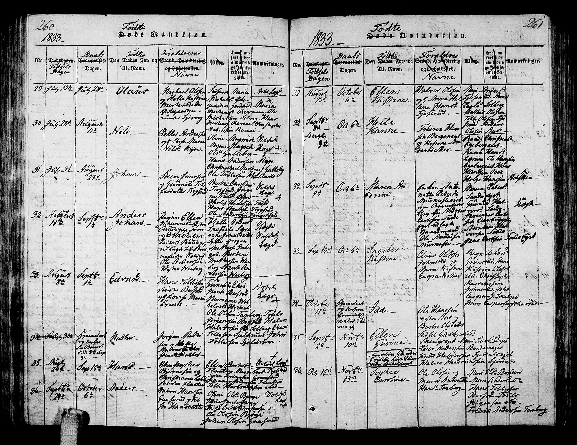 Sande Kirkebøker, AV/SAKO-A-53/G/Ga/L0001: Parish register (copy) no. 1, 1814-1847, p. 260-261