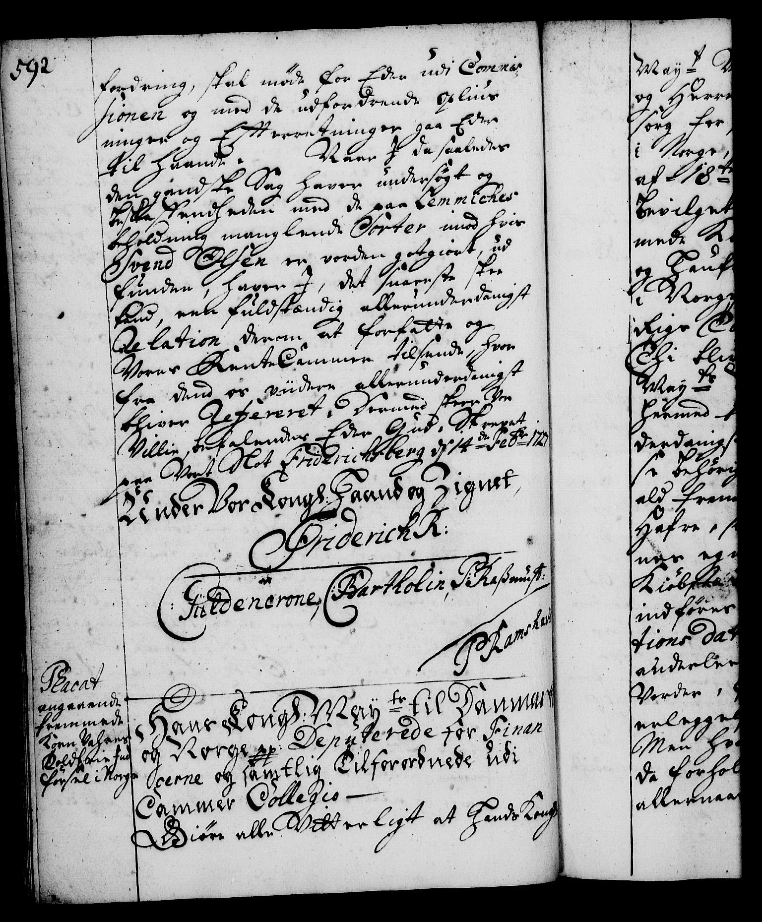 Rentekammeret, Kammerkanselliet, RA/EA-3111/G/Gg/Gga/L0002: Norsk ekspedisjonsprotokoll med register (merket RK 53.2), 1723-1727, p. 592