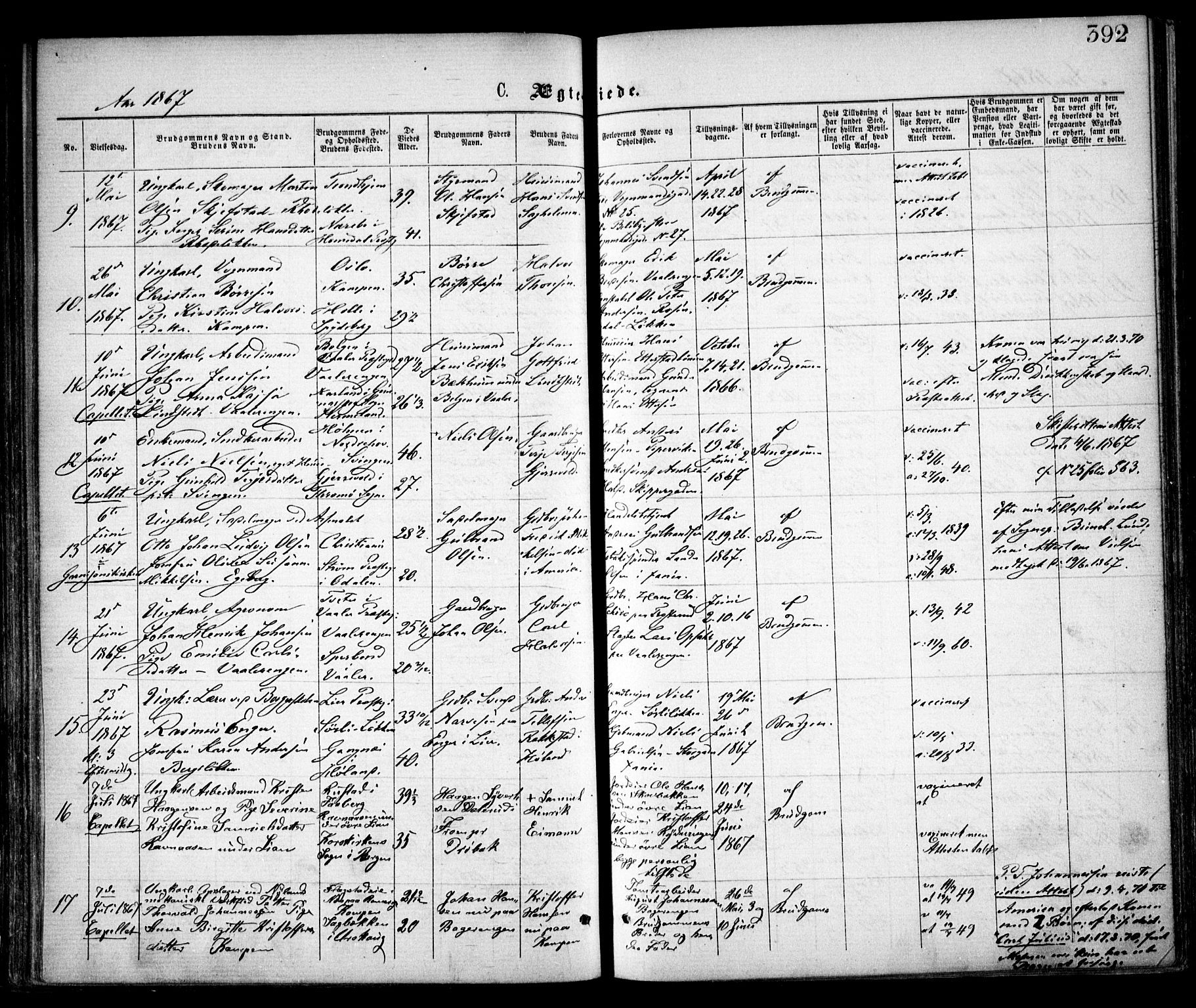 Østre Aker prestekontor Kirkebøker, SAO/A-10840/F/Fa/L0001: Parish register (official) no. I 1, 1861-1869, p. 392