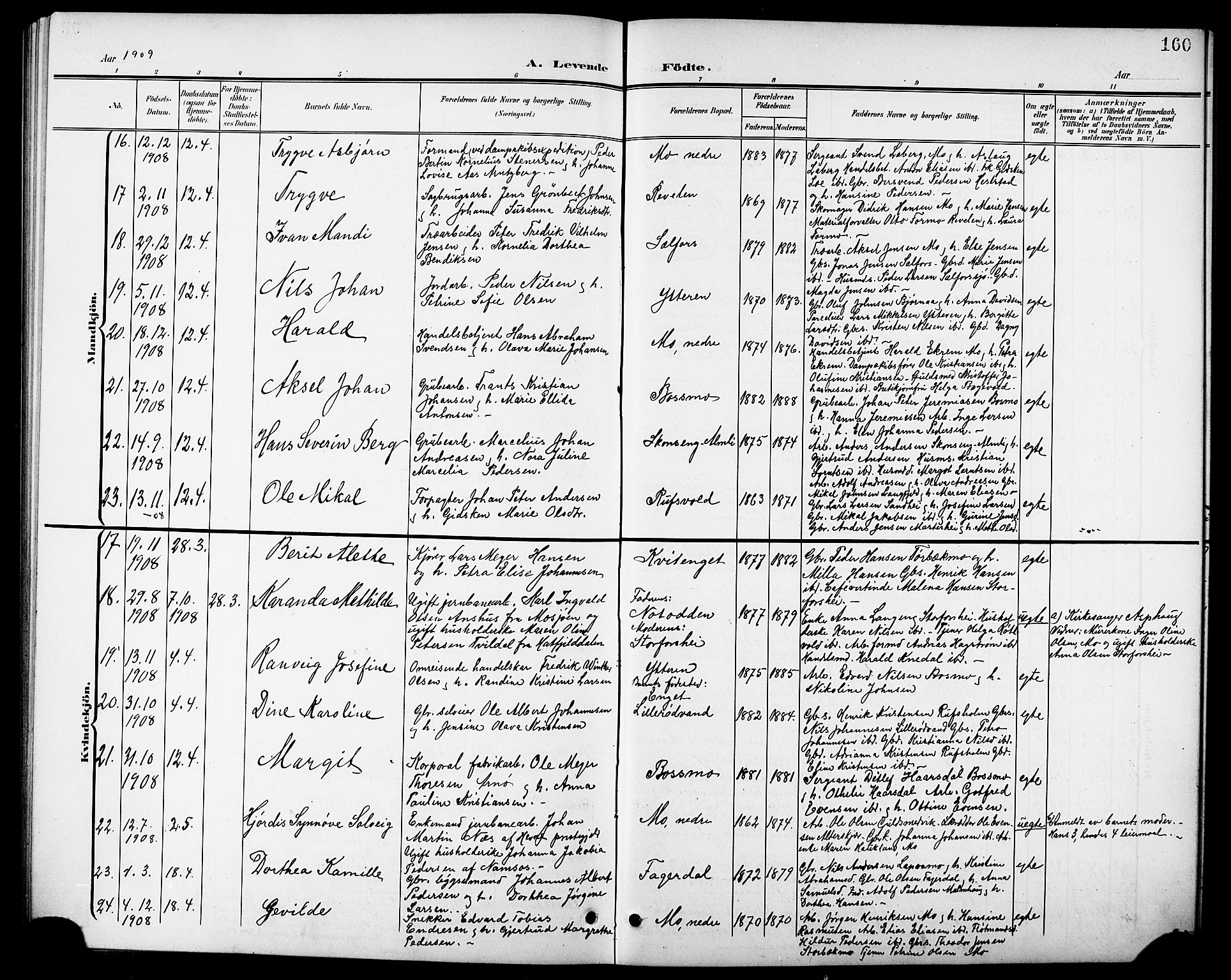 Ministerialprotokoller, klokkerbøker og fødselsregistre - Nordland, AV/SAT-A-1459/827/L0422: Parish register (copy) no. 827C11, 1899-1912, p. 160