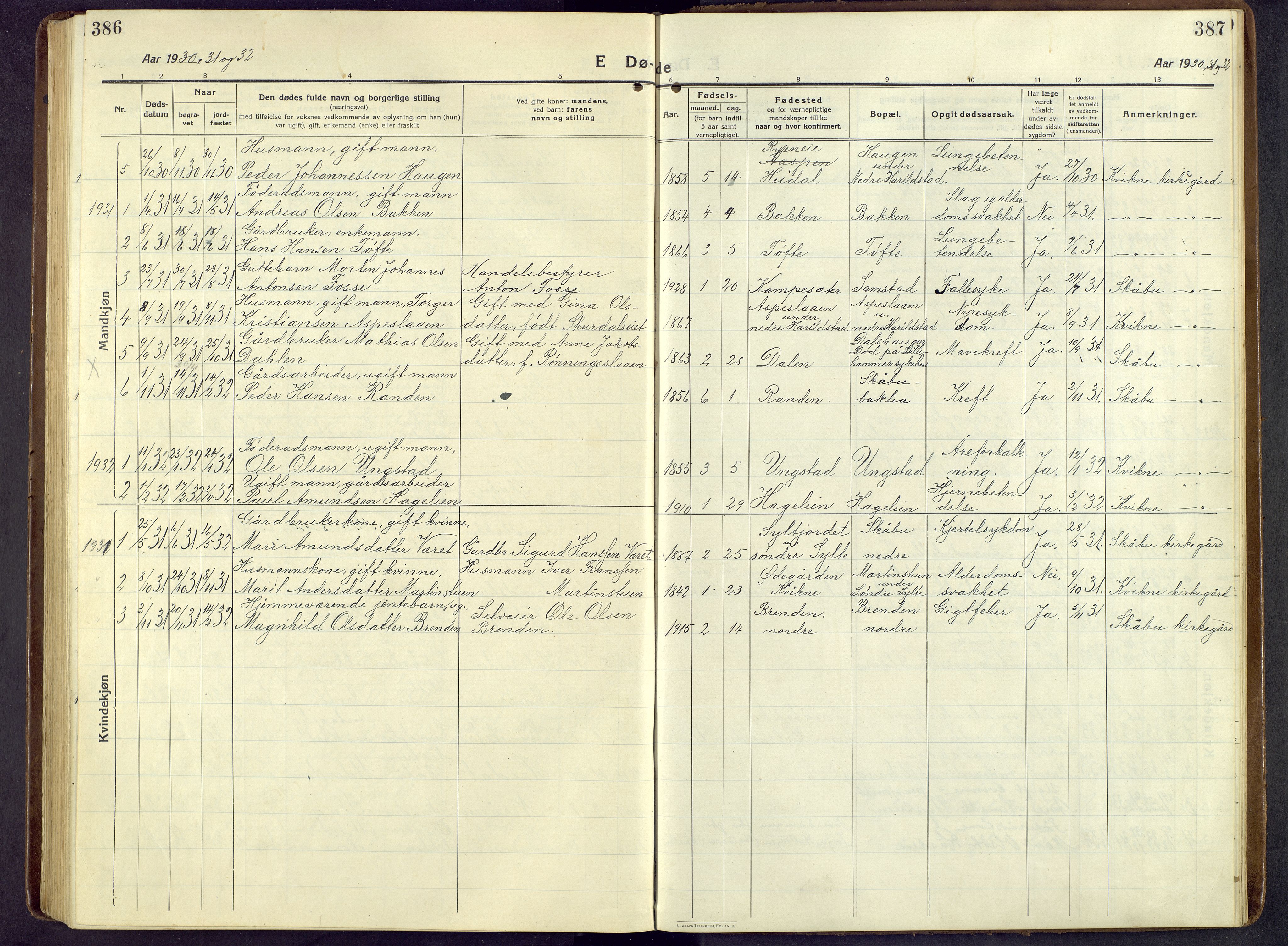 Nord-Fron prestekontor, SAH/PREST-080/H/Ha/Hab/L0009: Parish register (copy) no. 9, 1915-1958, p. 386-387
