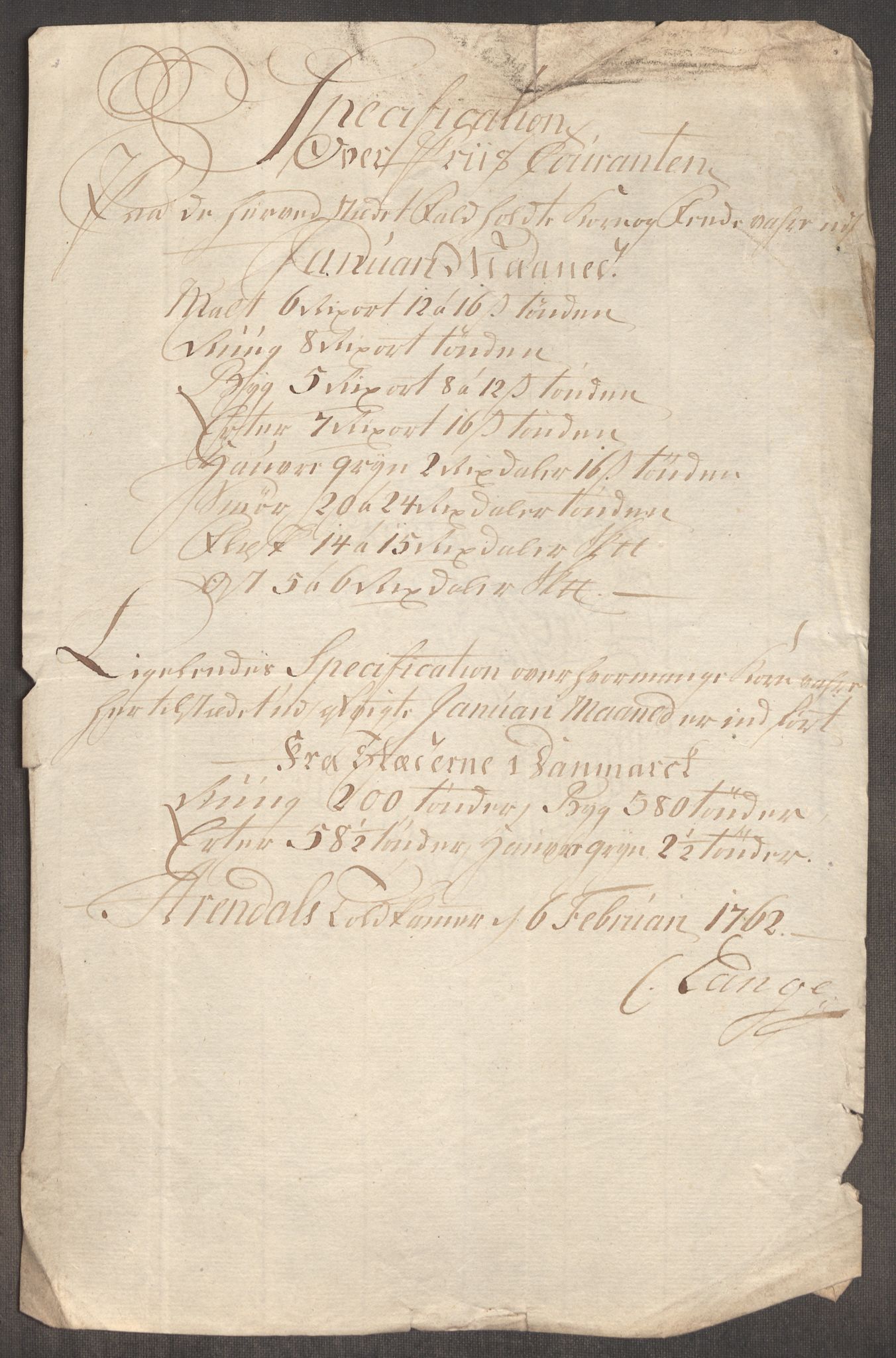 Rentekammeret inntil 1814, Realistisk ordnet avdeling, AV/RA-EA-4070/Oe/L0007: [Ø1]: Priskuranter, 1761-1763, p. 485