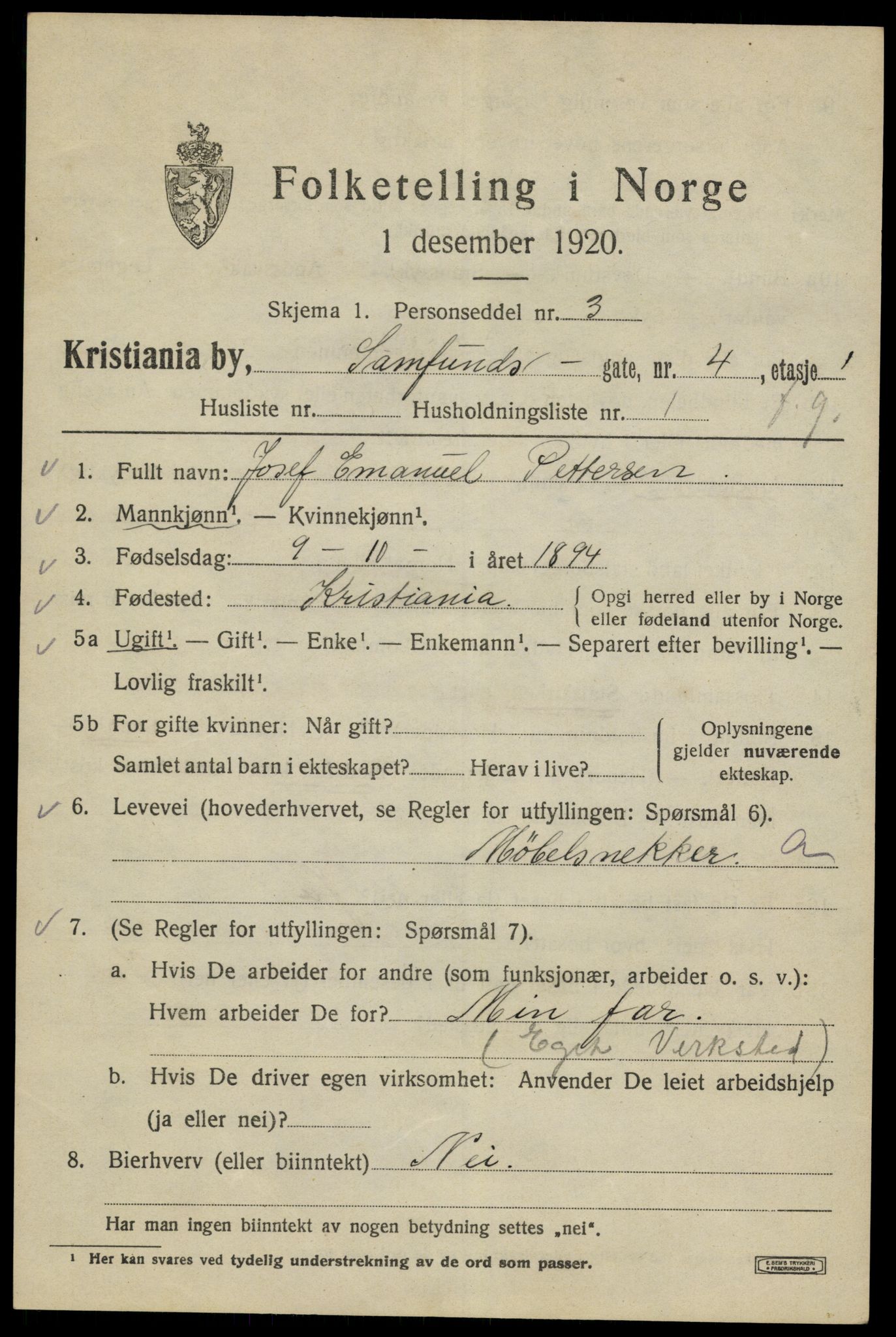 SAO, 1920 census for Kristiania, 1920, p. 477613