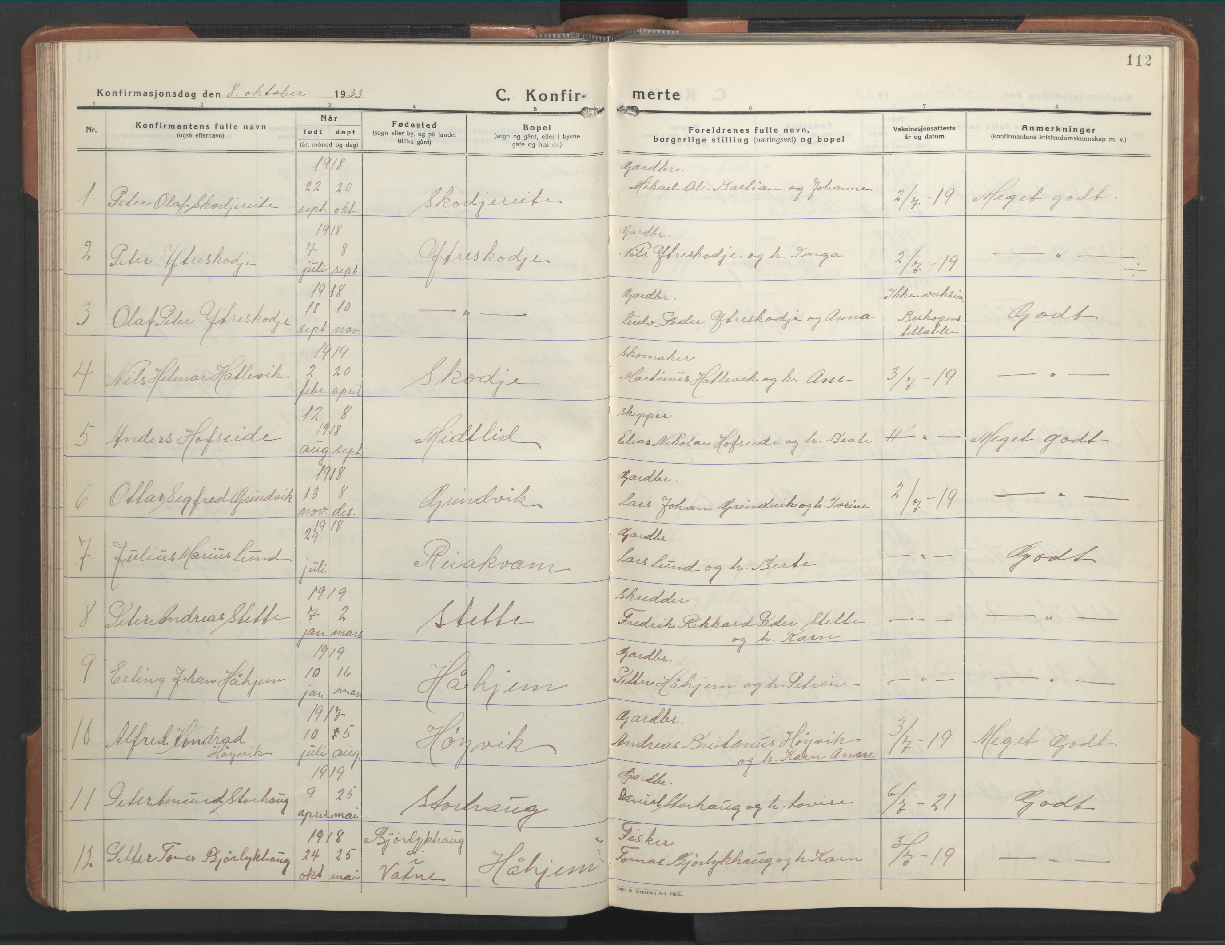 Ministerialprotokoller, klokkerbøker og fødselsregistre - Møre og Romsdal, AV/SAT-A-1454/524/L0367: Parish register (copy) no. 524C08, 1932-1951, p. 112