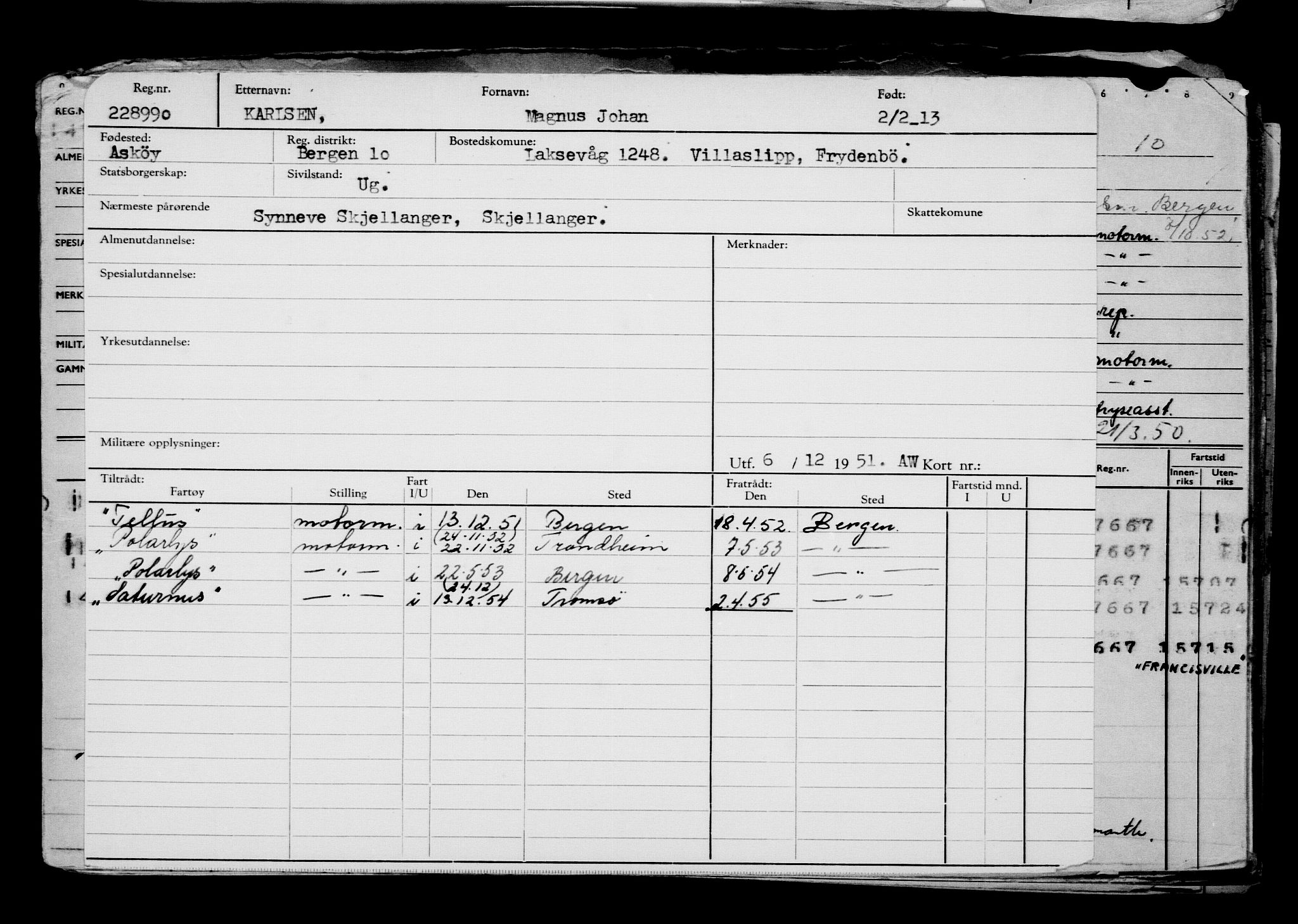 Direktoratet for sjømenn, AV/RA-S-3545/G/Gb/L0110: Hovedkort, 1913, p. 341