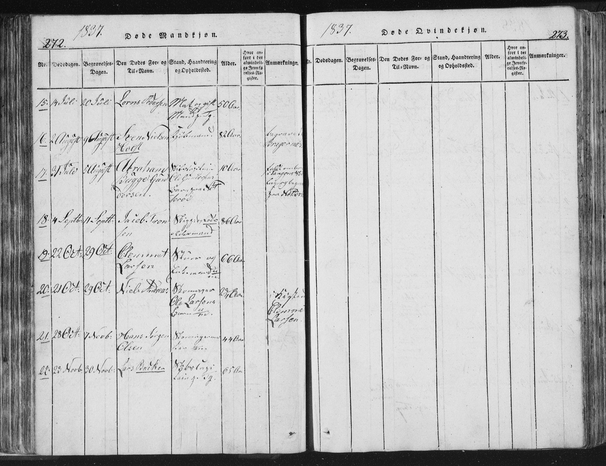 Strømsø kirkebøker, SAKO/A-246/F/Fb/L0004: Parish register (official) no. II 4, 1814-1843, p. 272-273