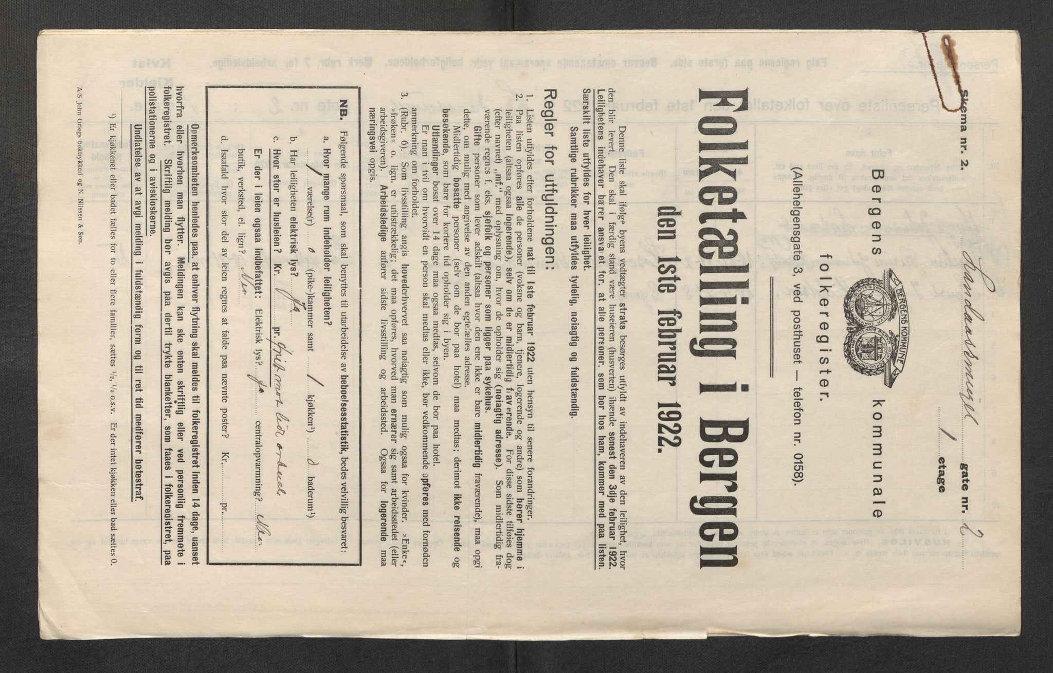 SAB, Municipal Census 1922 for Bergen, 1922, p. 22188