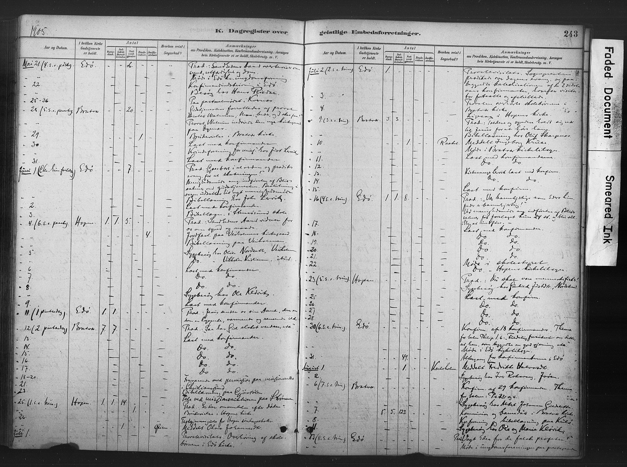 Ministerialprotokoller, klokkerbøker og fødselsregistre - Møre og Romsdal, AV/SAT-A-1454/583/L0954: Parish register (official) no. 583A01, 1880-1906, p. 243