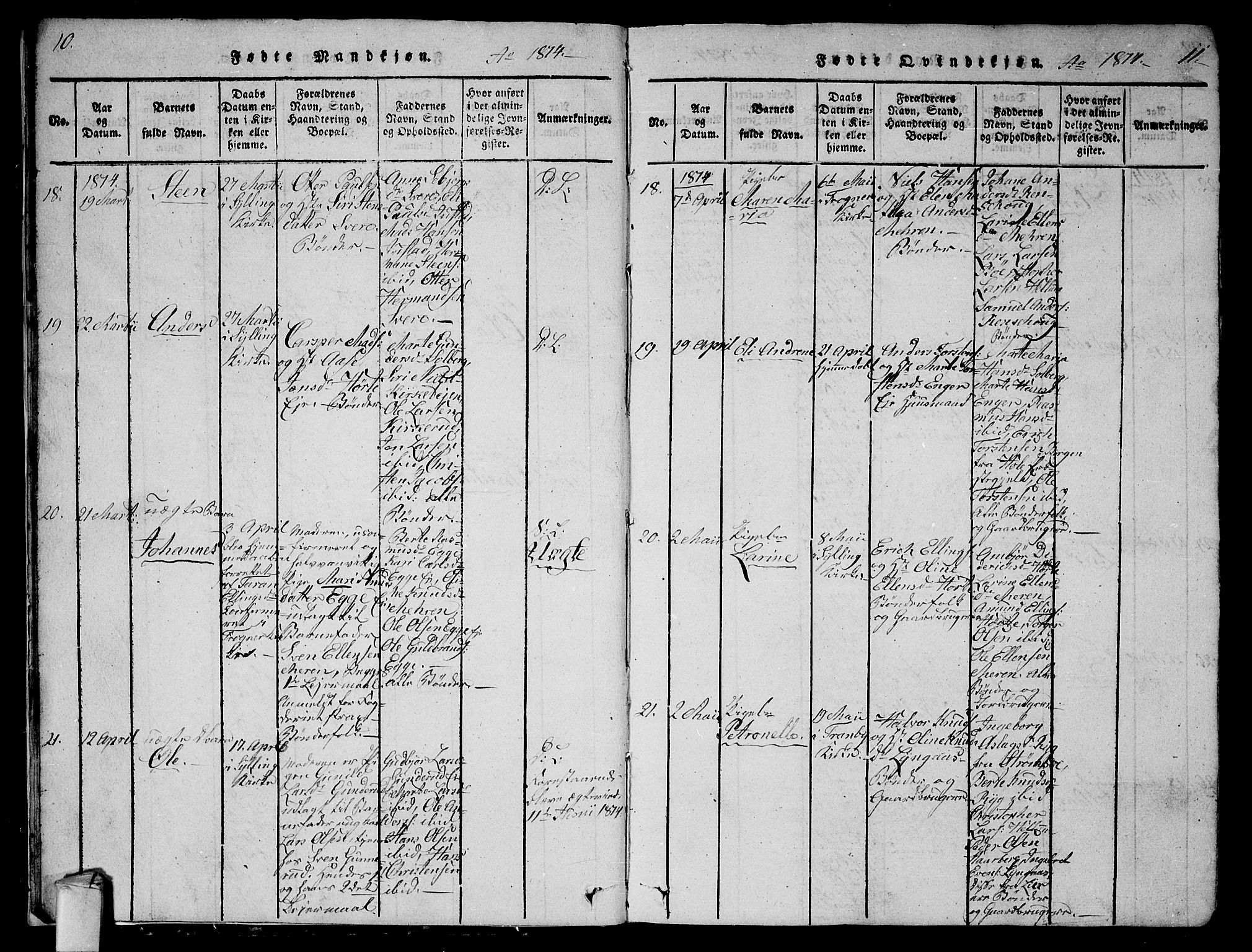 Lier kirkebøker, AV/SAKO-A-230/G/Ga/L0001: Parish register (copy) no. I 1, 1813-1824, p. 10-11