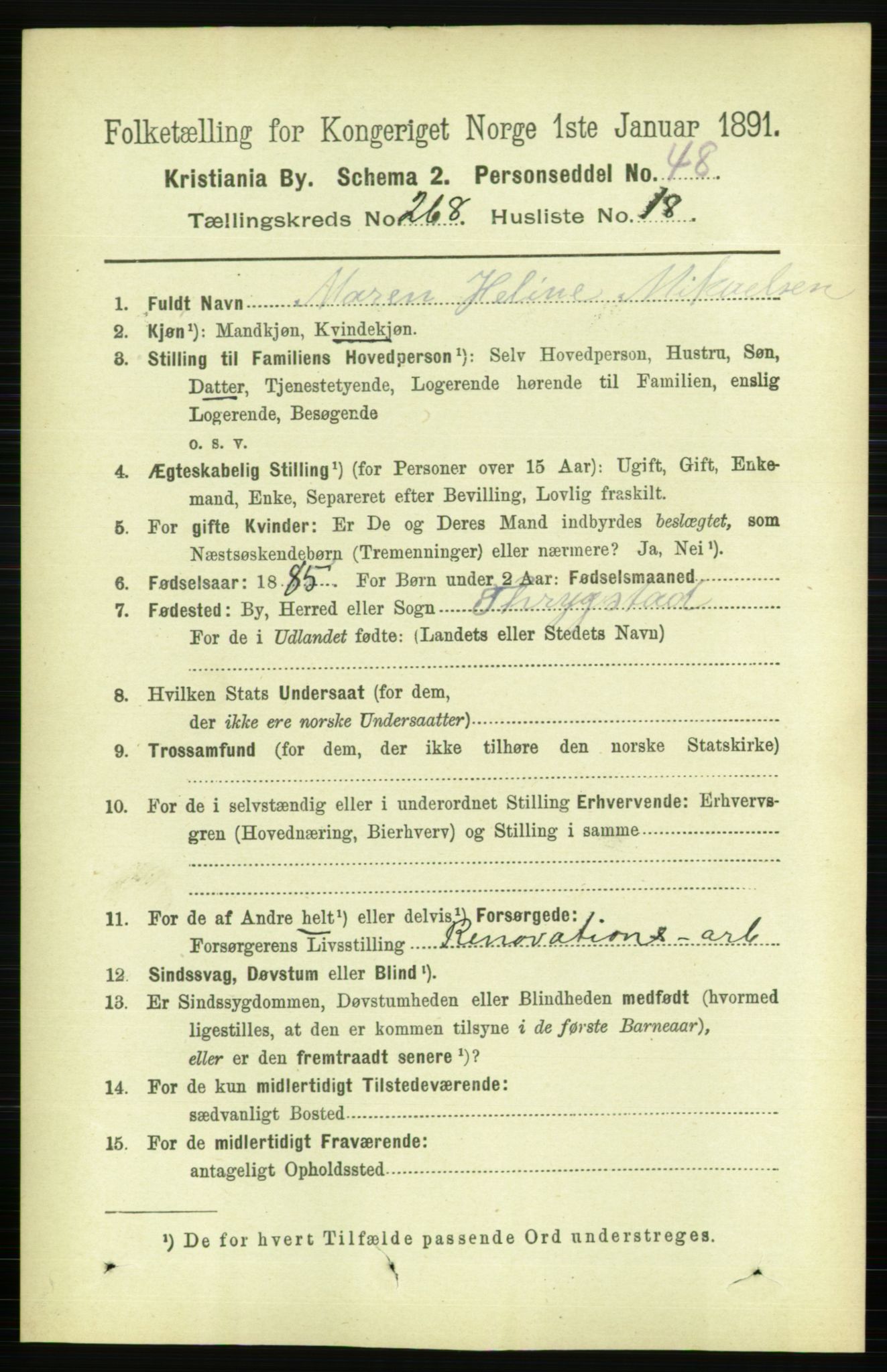 RA, 1891 census for 0301 Kristiania, 1891, p. 162570