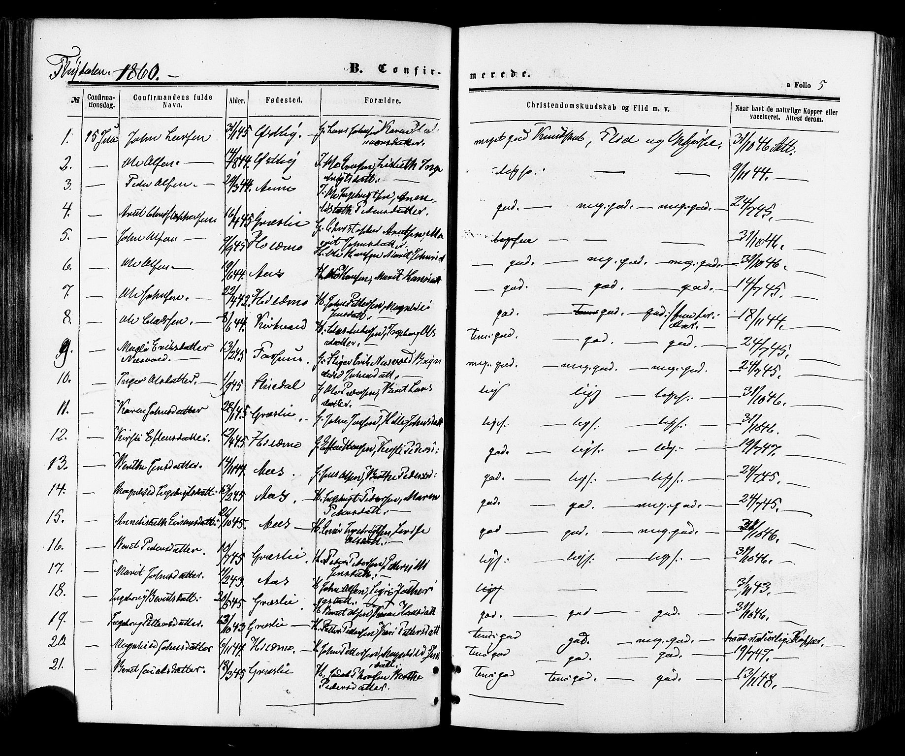 Ministerialprotokoller, klokkerbøker og fødselsregistre - Sør-Trøndelag, SAT/A-1456/695/L1147: Parish register (official) no. 695A07, 1860-1877, p. 5
