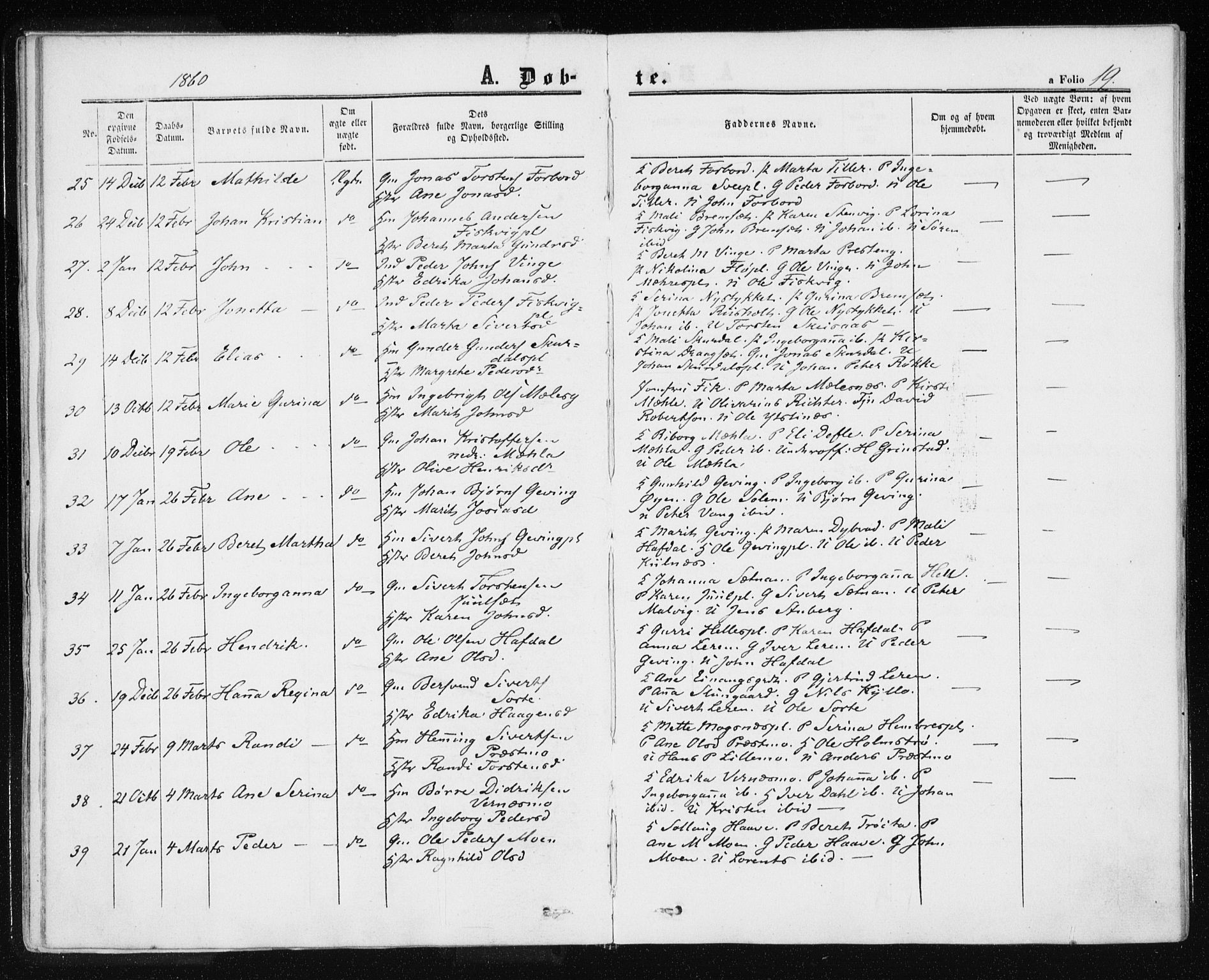 Ministerialprotokoller, klokkerbøker og fødselsregistre - Nord-Trøndelag, AV/SAT-A-1458/709/L0075: Parish register (official) no. 709A15, 1859-1870, p. 19