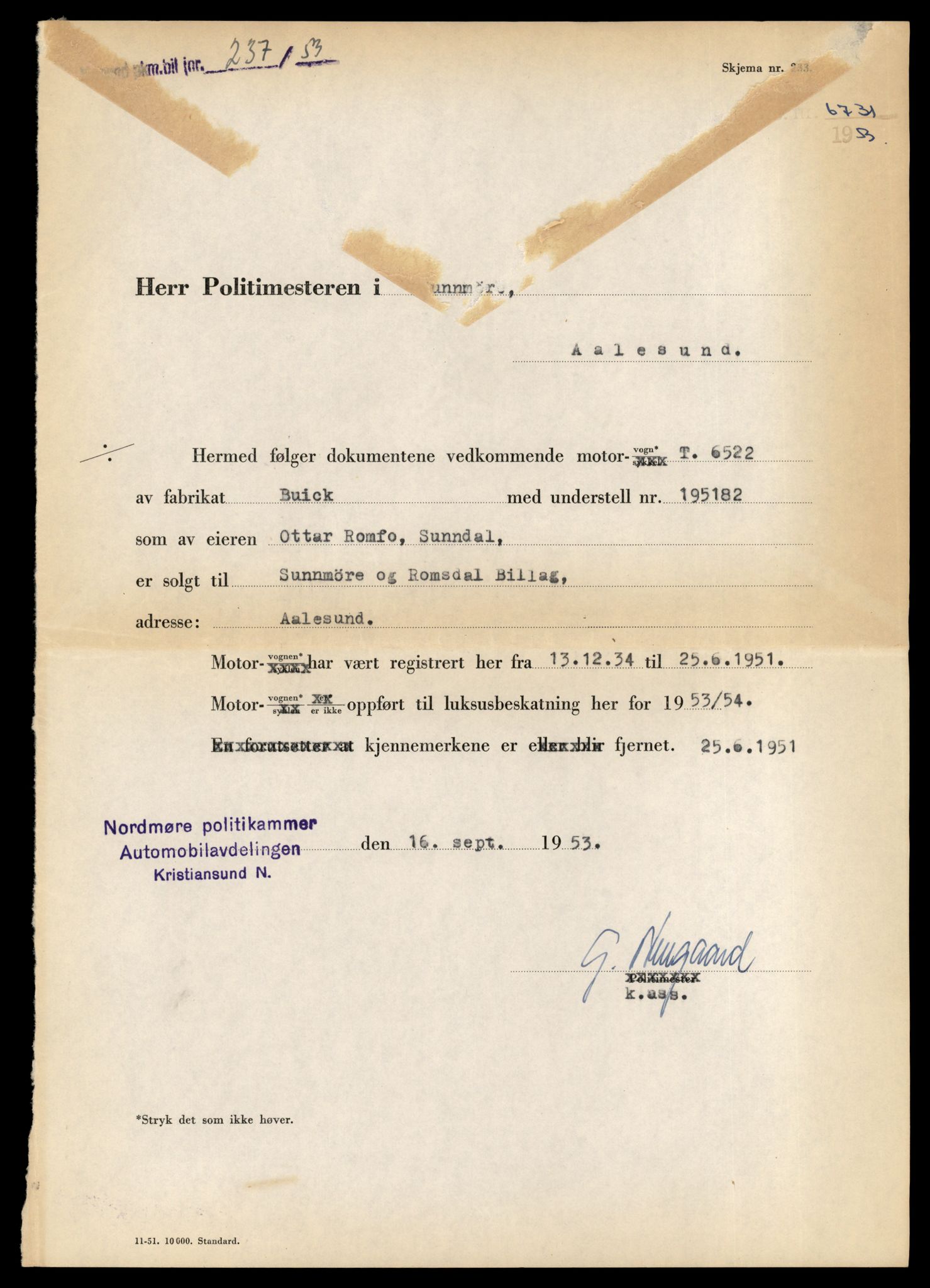 Møre og Romsdal vegkontor - Ålesund trafikkstasjon, AV/SAT-A-4099/F/Fe/L0044: Registreringskort for kjøretøy T 14205 - T 14319, 1927-1998, p. 2531