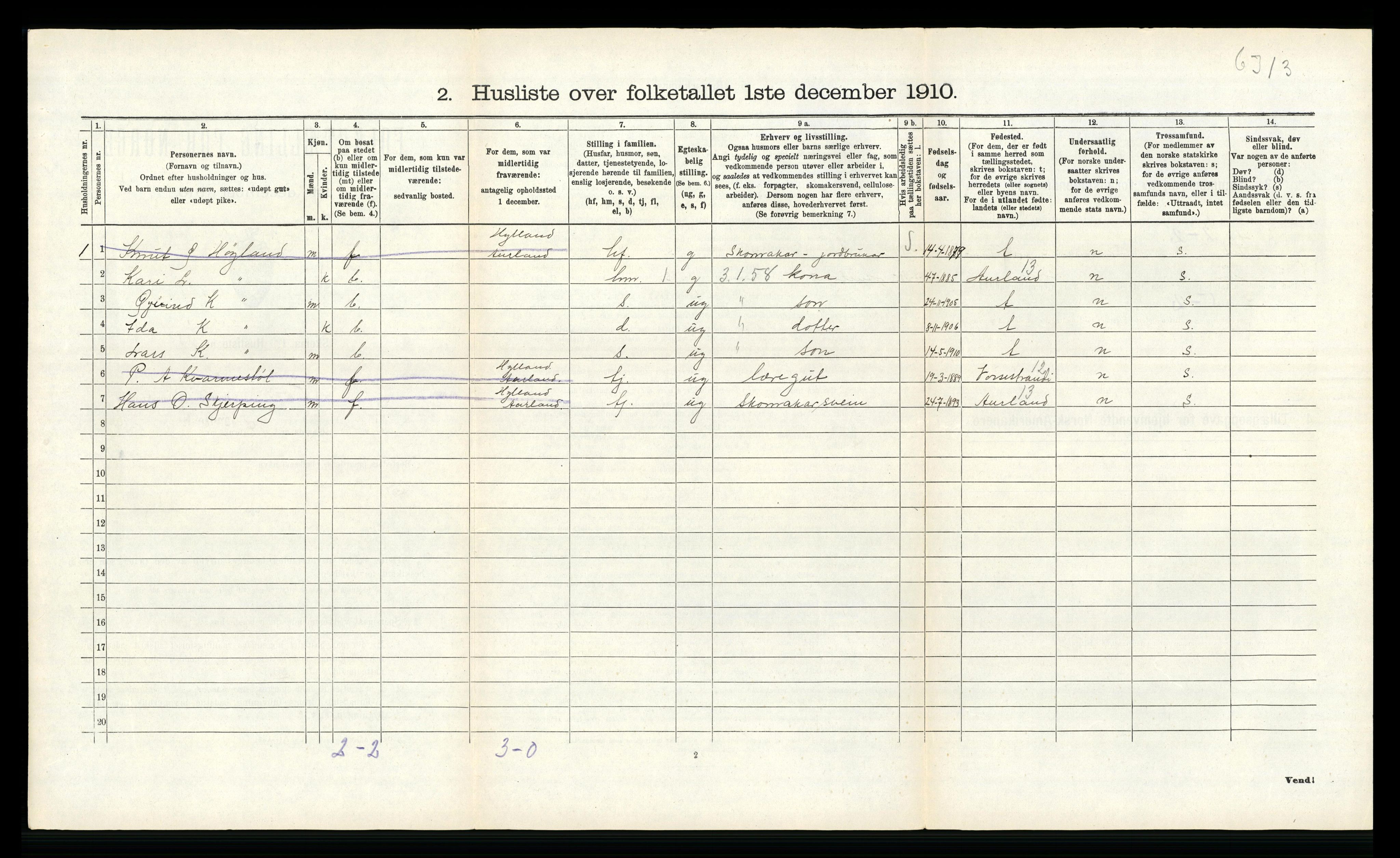 RA, 1910 census for Voss, 1910, p. 963