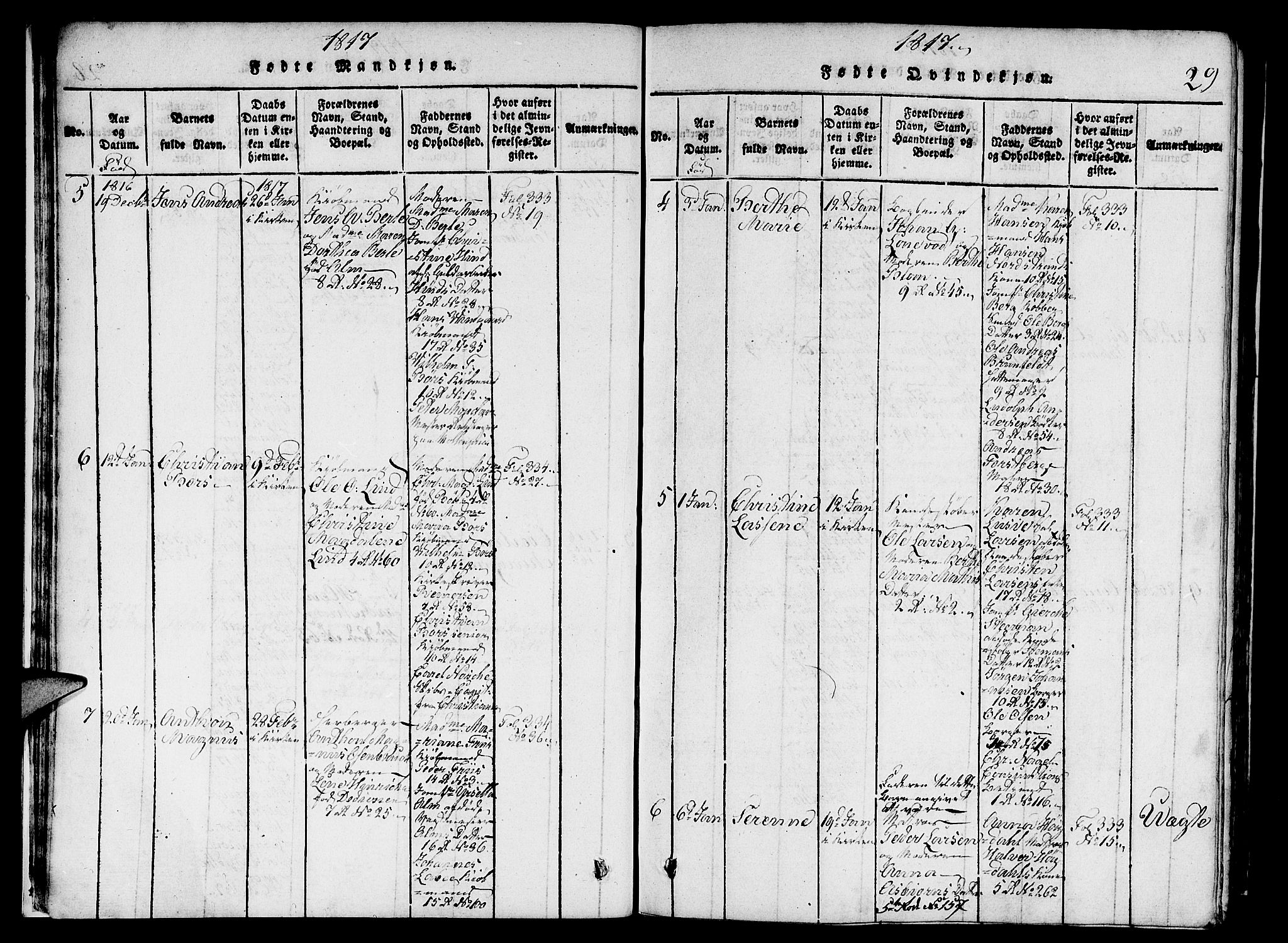 Nykirken Sokneprestembete, AV/SAB-A-77101/H/Hab/L0003: Parish register (copy) no. A 4, 1816-1821, p. 29